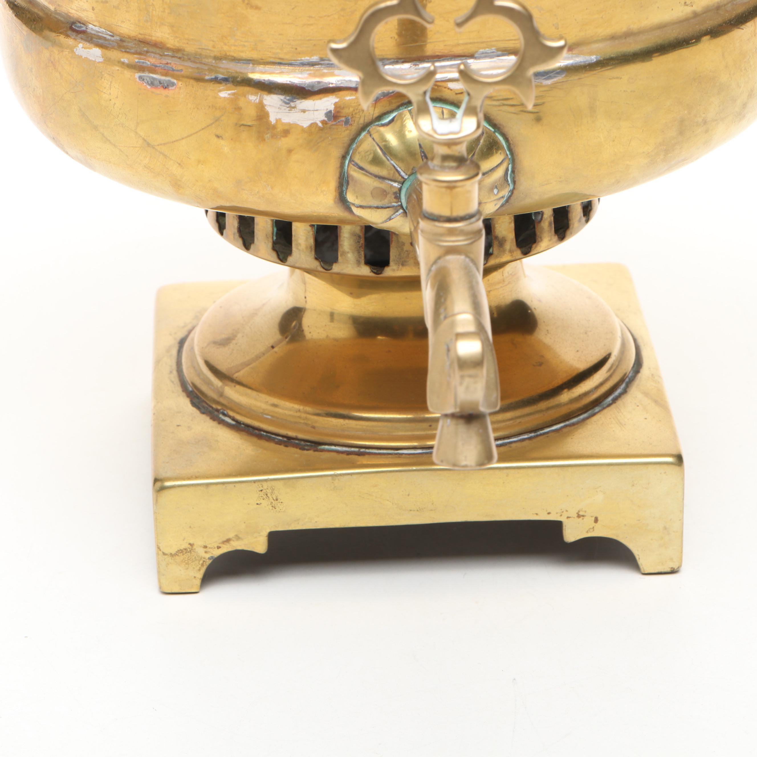 Brass Samovar and Tray, Early to Mid-20th Century