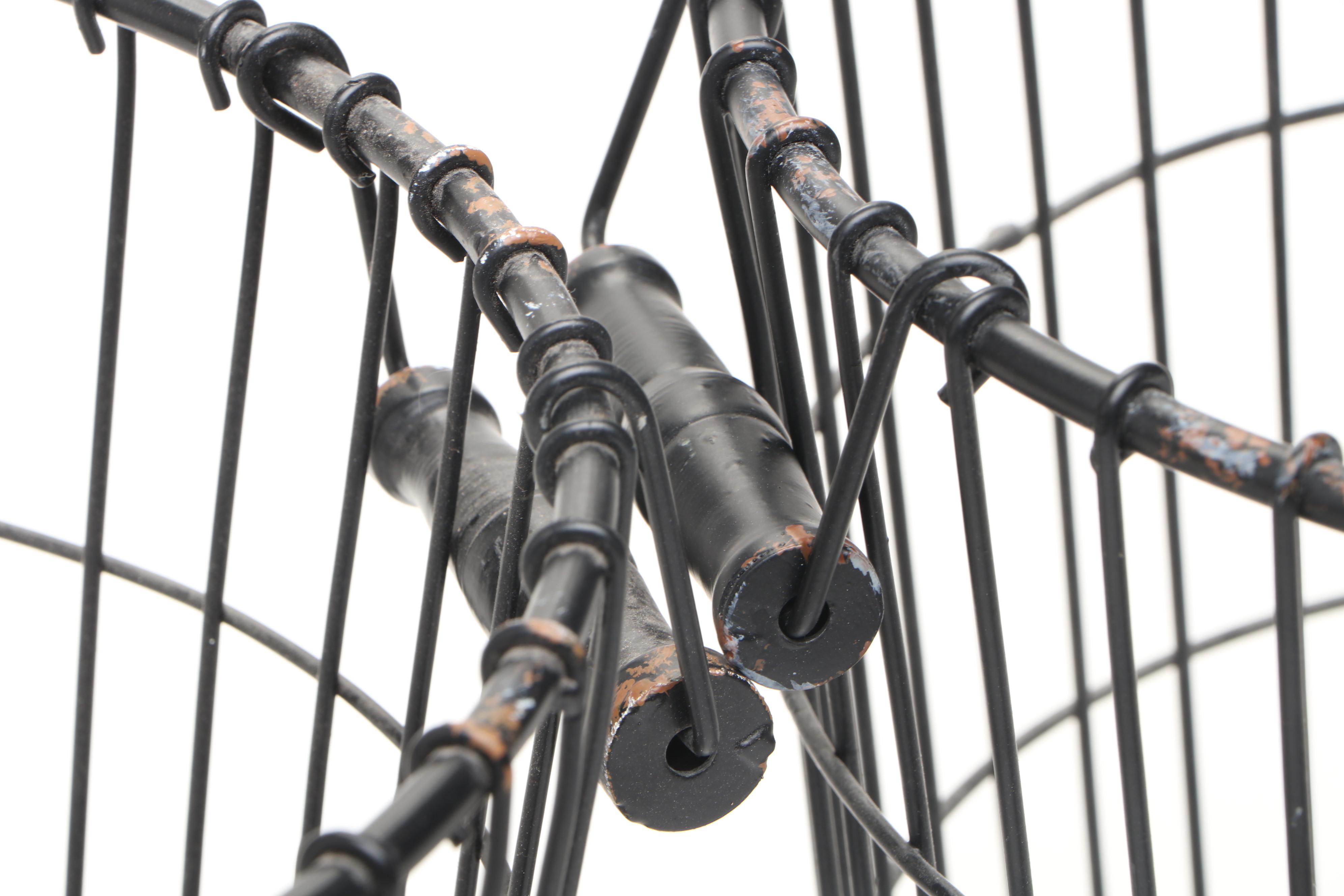 Wood and Metal Serving Trays with Metal Frame Baskets