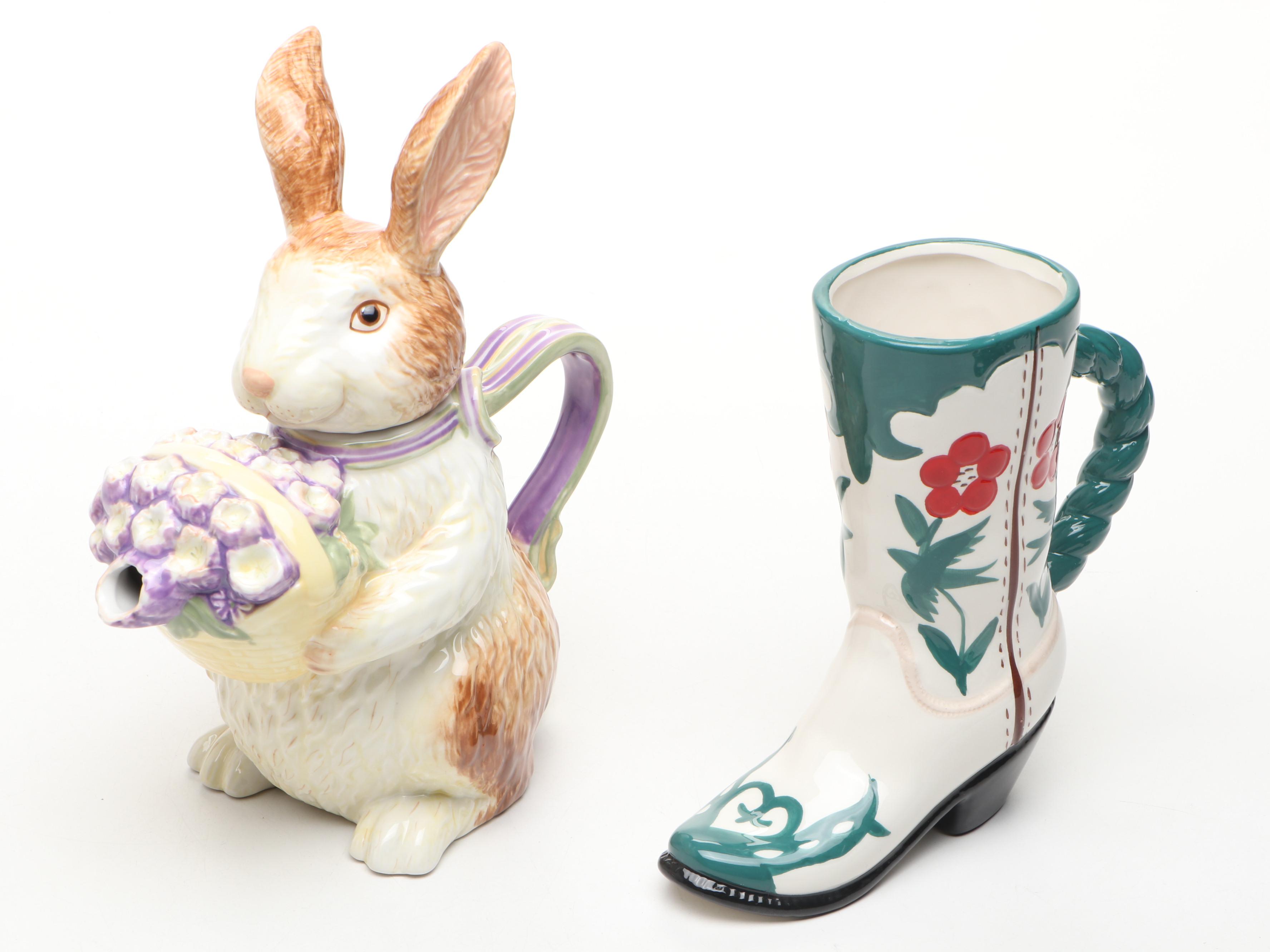 Ceramic rabbit and Cat Form Teapots with More