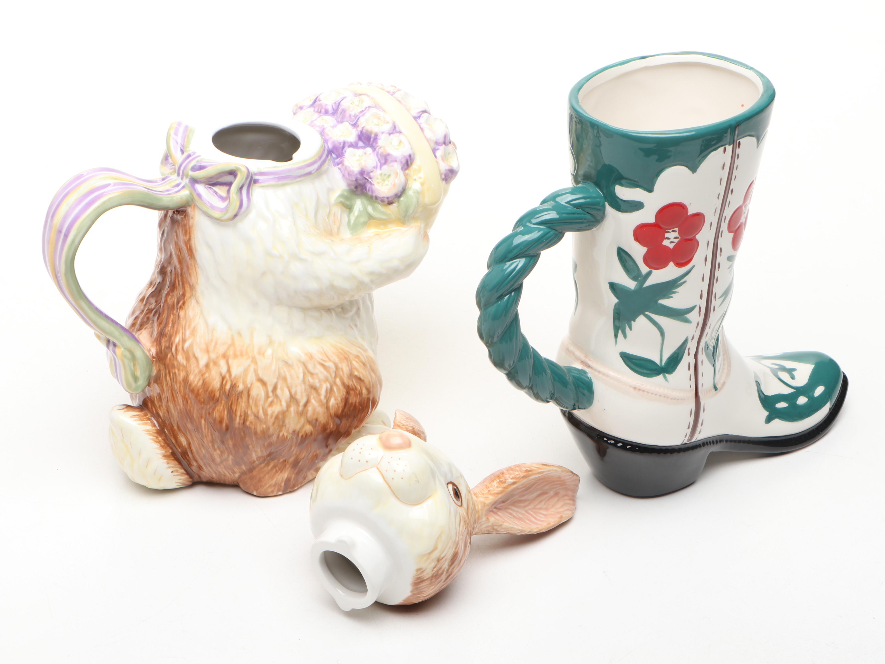 Ceramic rabbit and Cat Form Teapots with More