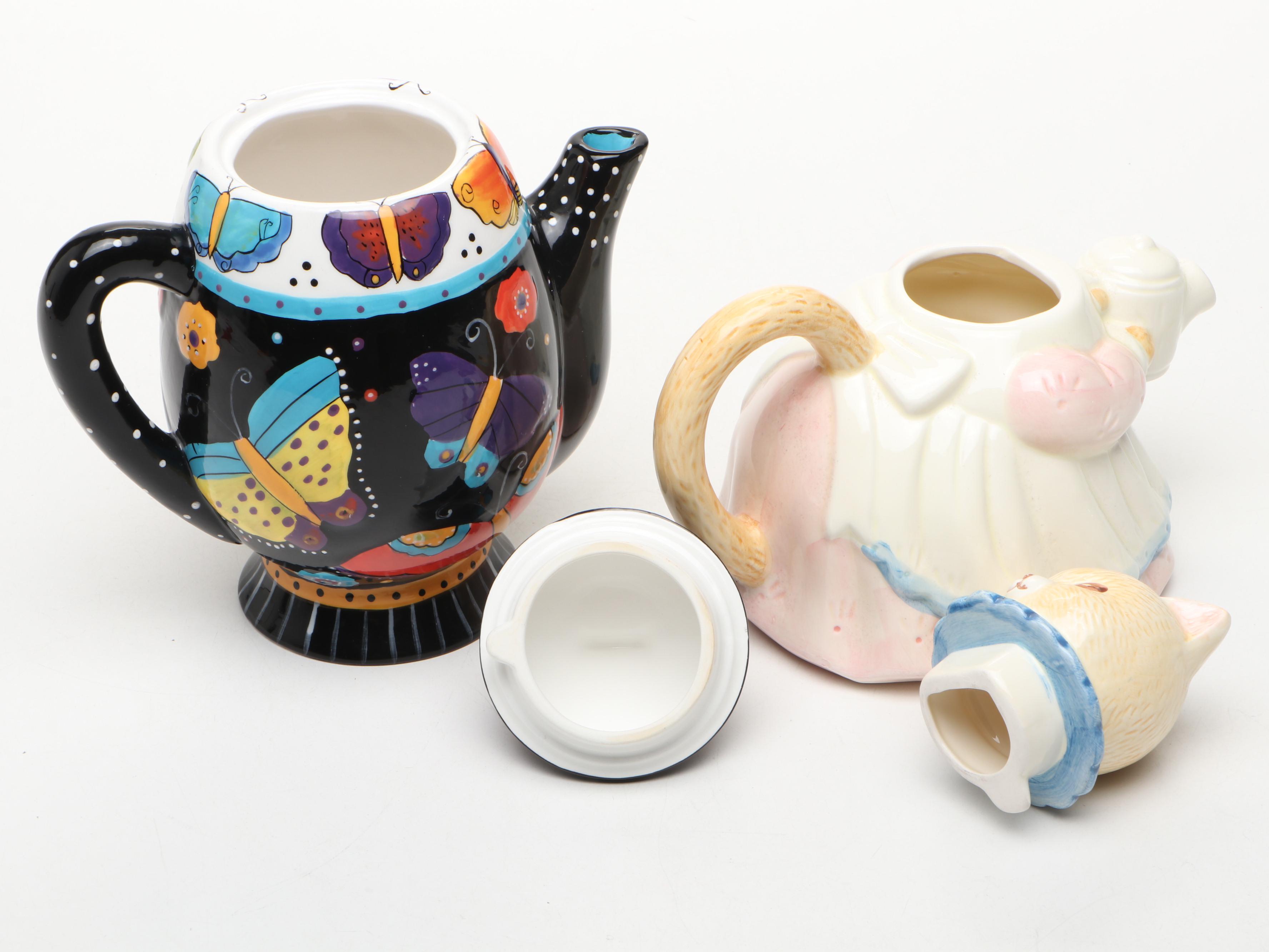 Ceramic rabbit and Cat Form Teapots with More