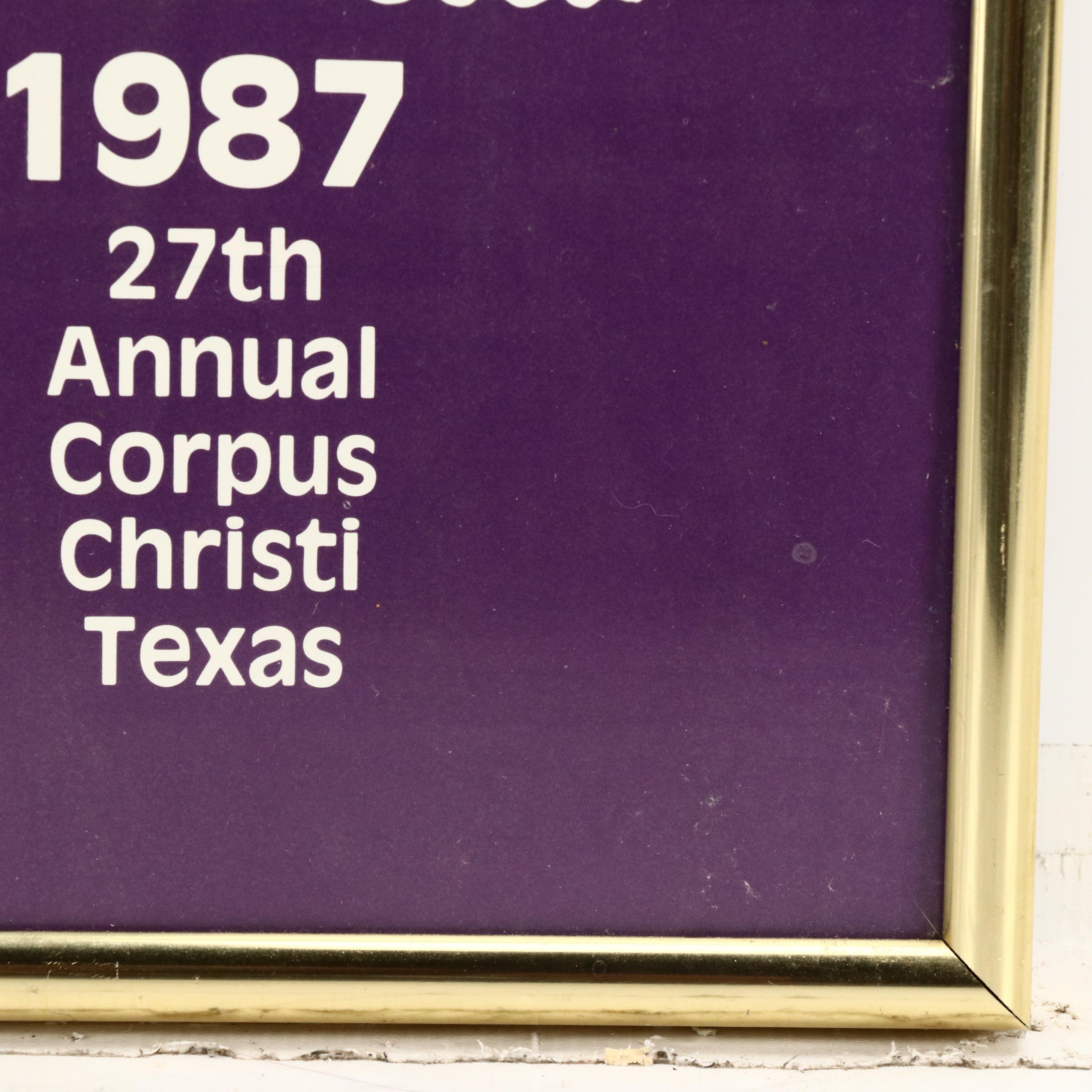 Four Framed Texas Jazz Festival Art Posters, Corpus Christi, 1980s