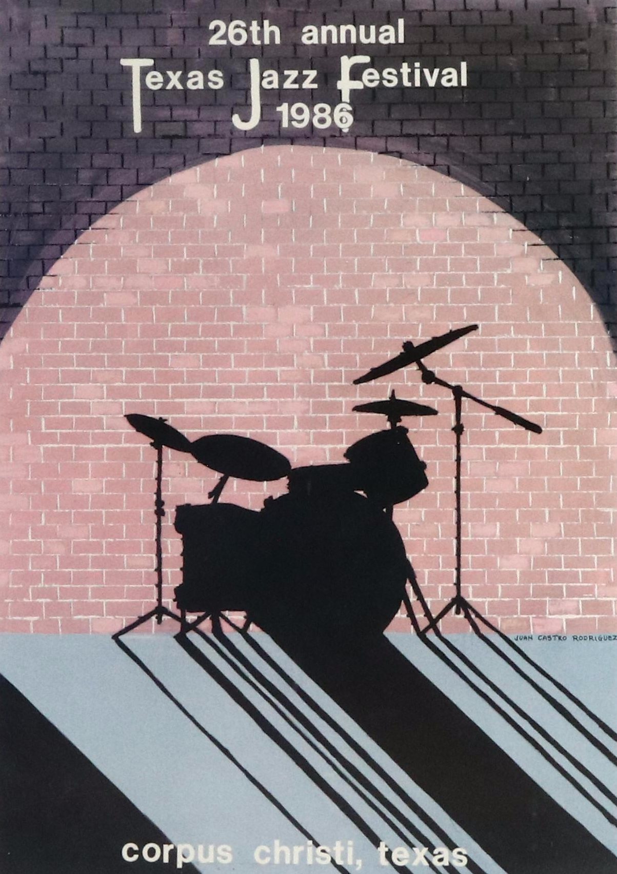 Four Framed Texas Jazz Festival Art Posters, Corpus Christi, 1980s