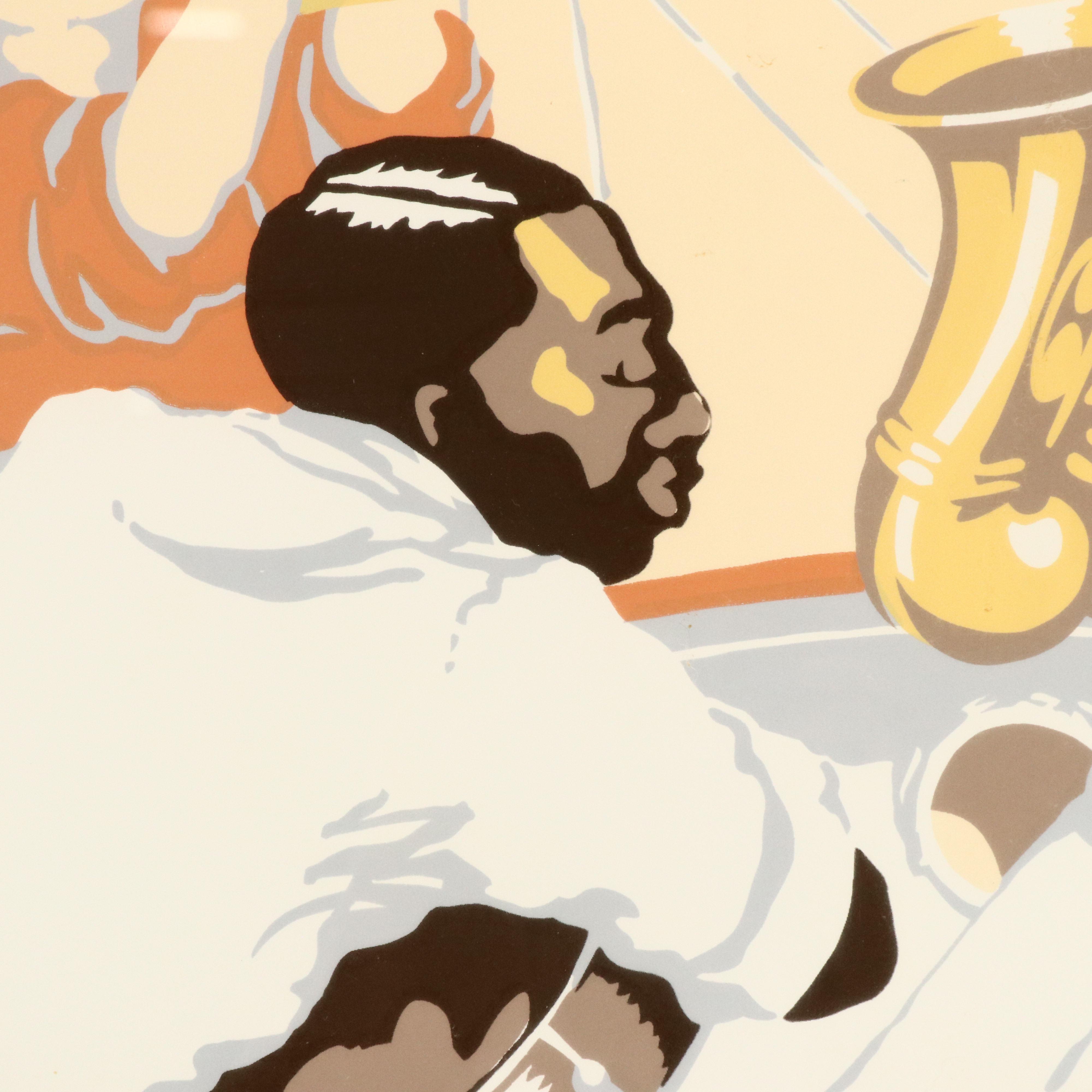 Four Framed Texas Jazz Festival Art Posters, Corpus Christi, 1980s