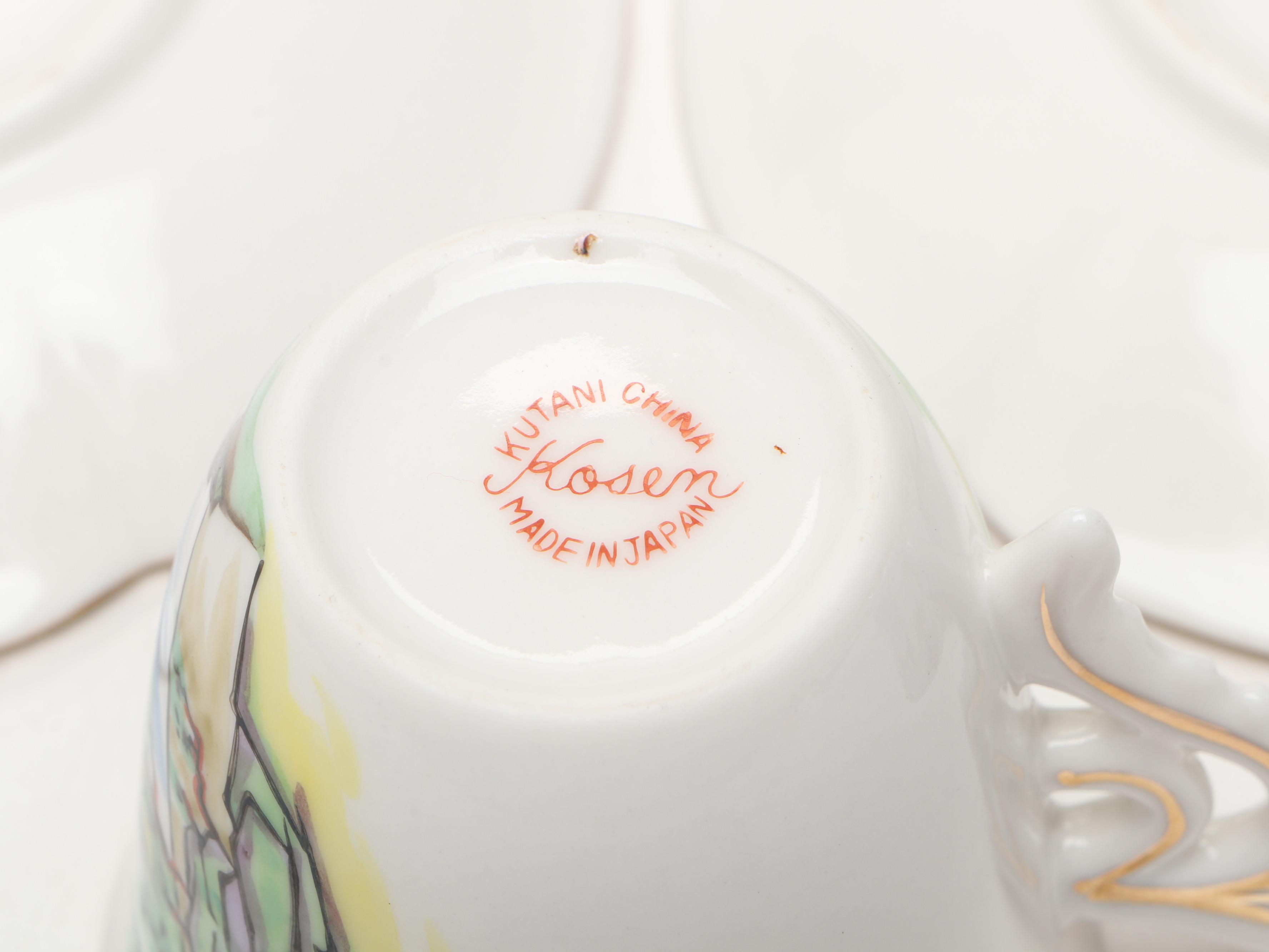 Hand Painted Delft Blue Porcelain Teacup and Saucer with More