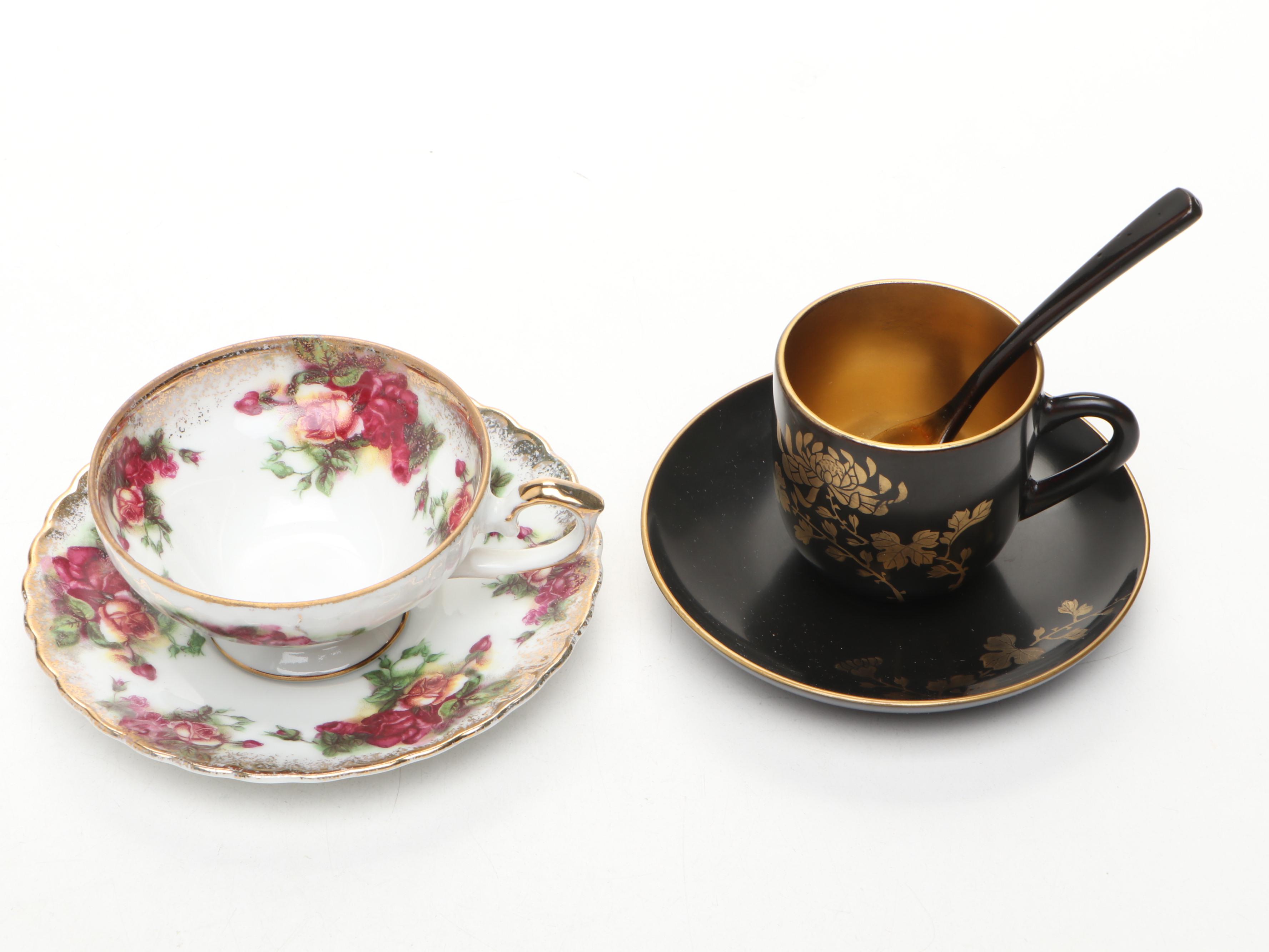 Hand Painted Delft Blue Porcelain Teacup and Saucer with More