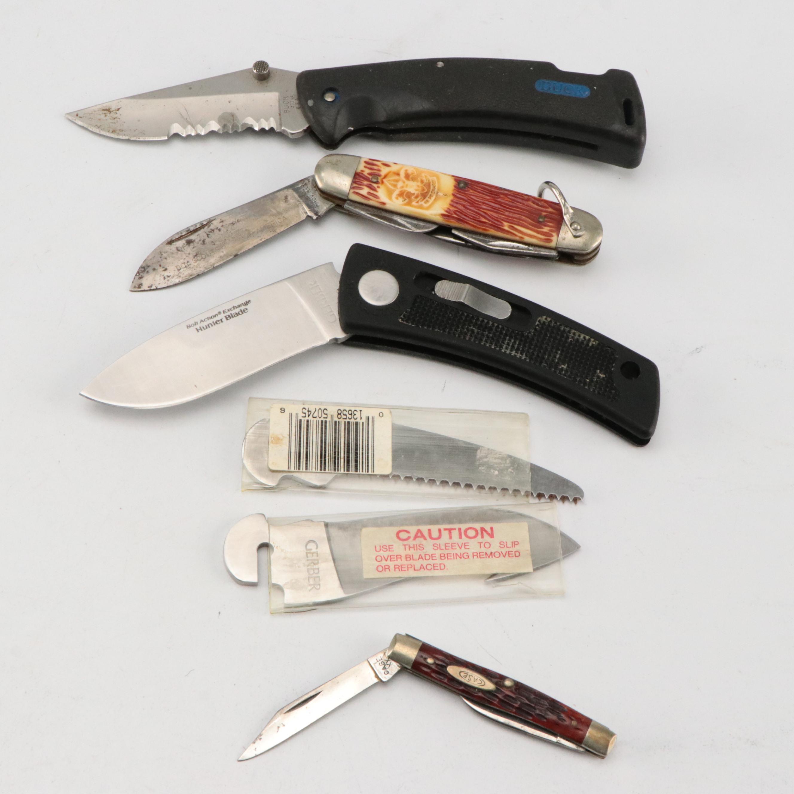 Winchester, Case, Buck and Other Knives with Telescopic Camping Forks