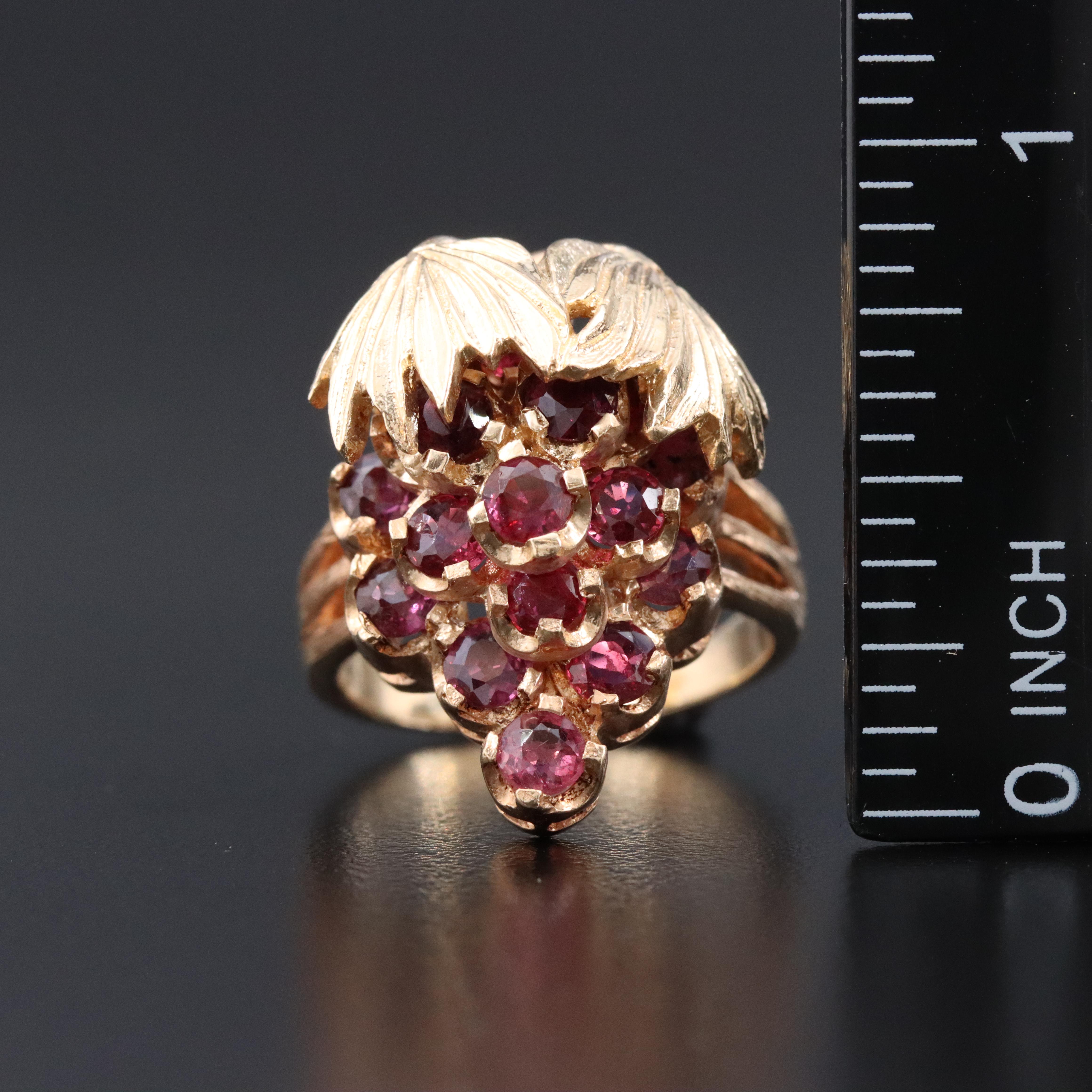 14K Ruby Grape Cluster Ring