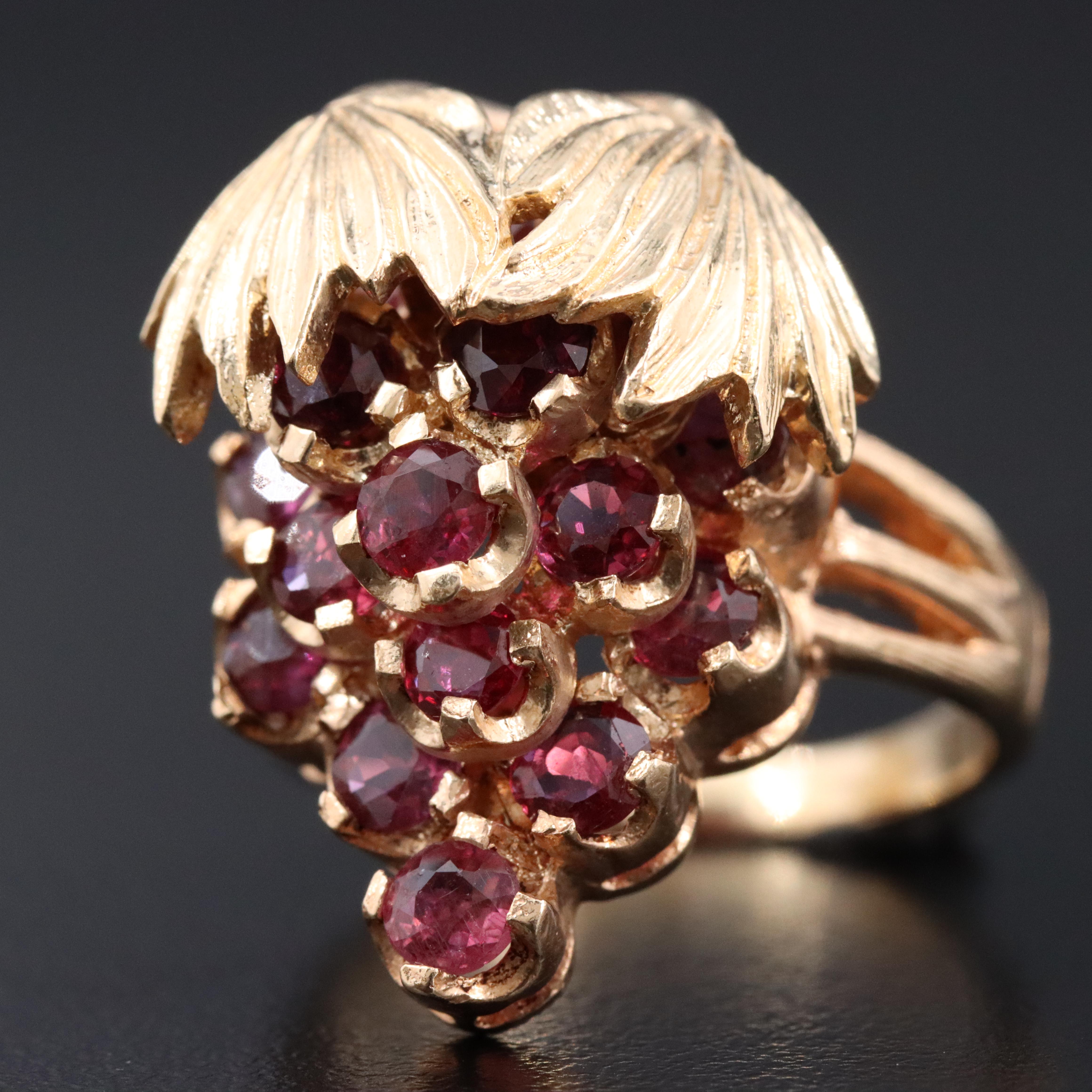 14K Ruby Grape Cluster Ring