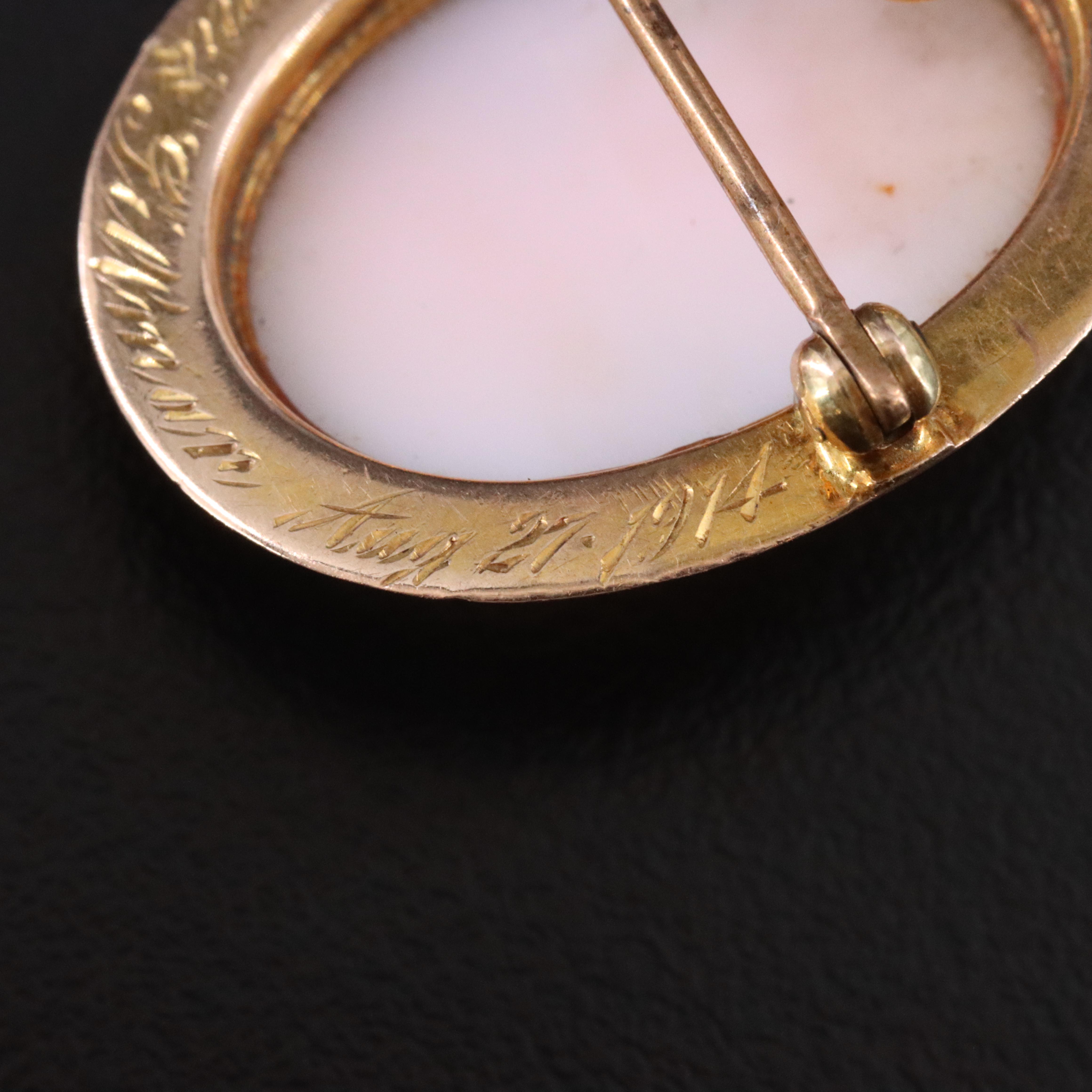 Early 1900s 10K Shell Cameo Converter Pin