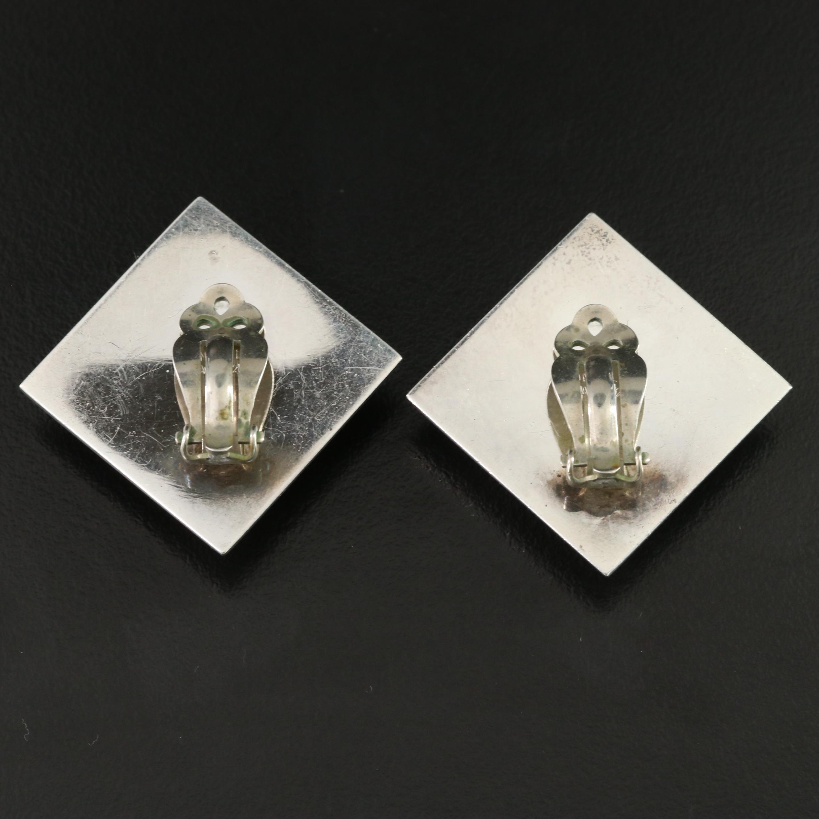 Jondell Sterling Square Clip Earrings