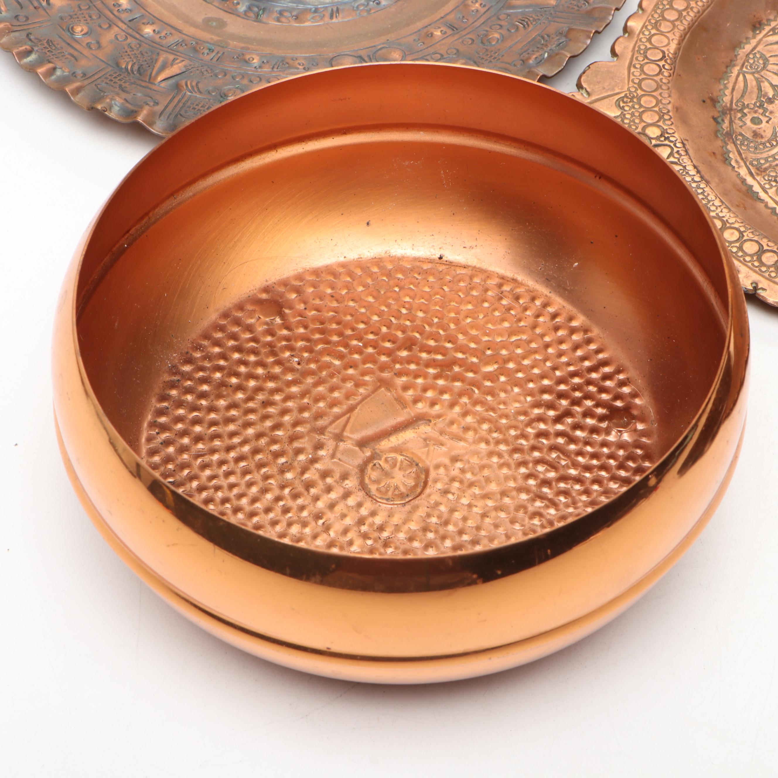 Gregorian Hammered Copper Decorative Plate and More