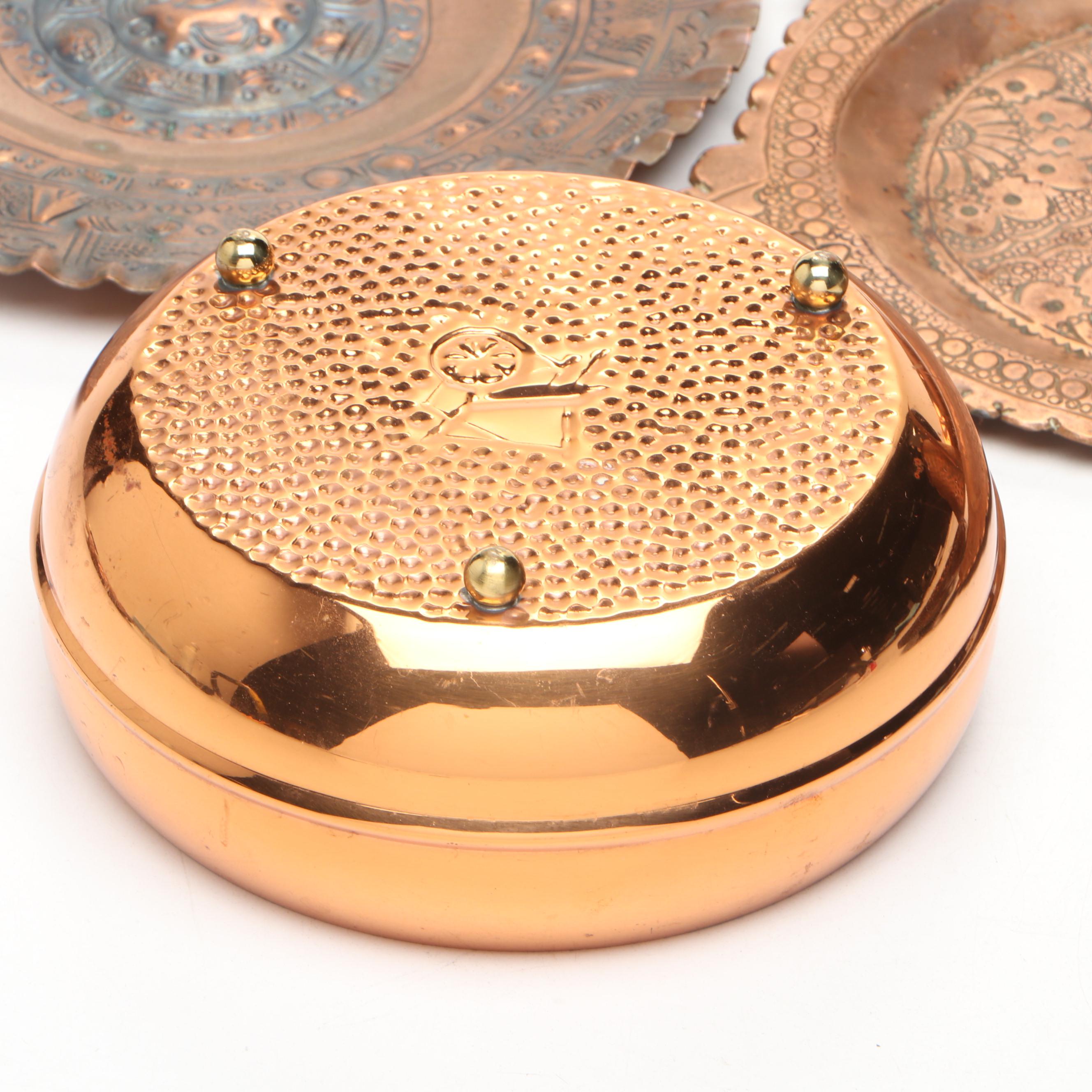 Gregorian Hammered Copper Decorative Plate and More