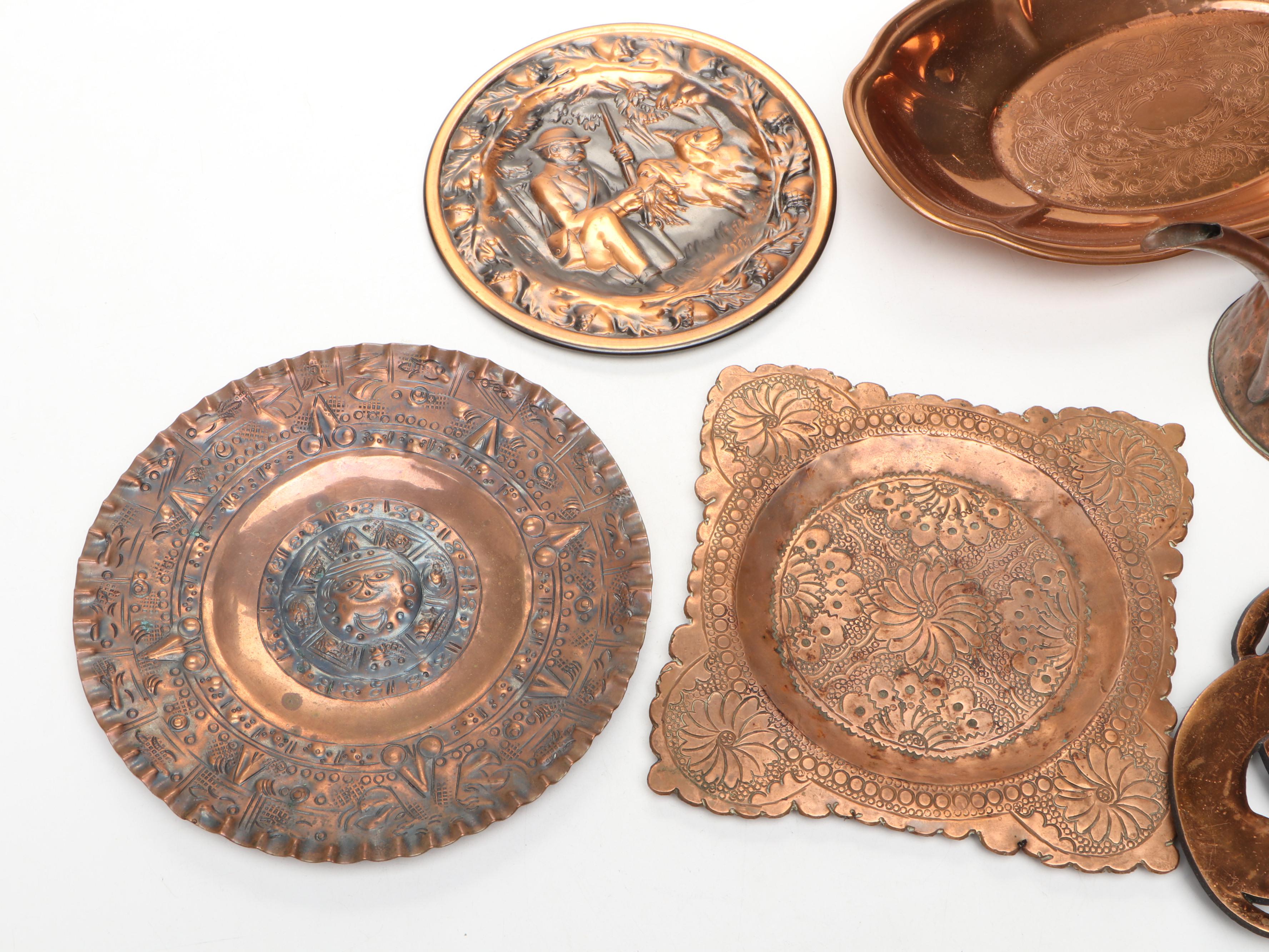 Gregorian Hammered Copper Decorative Plate and More