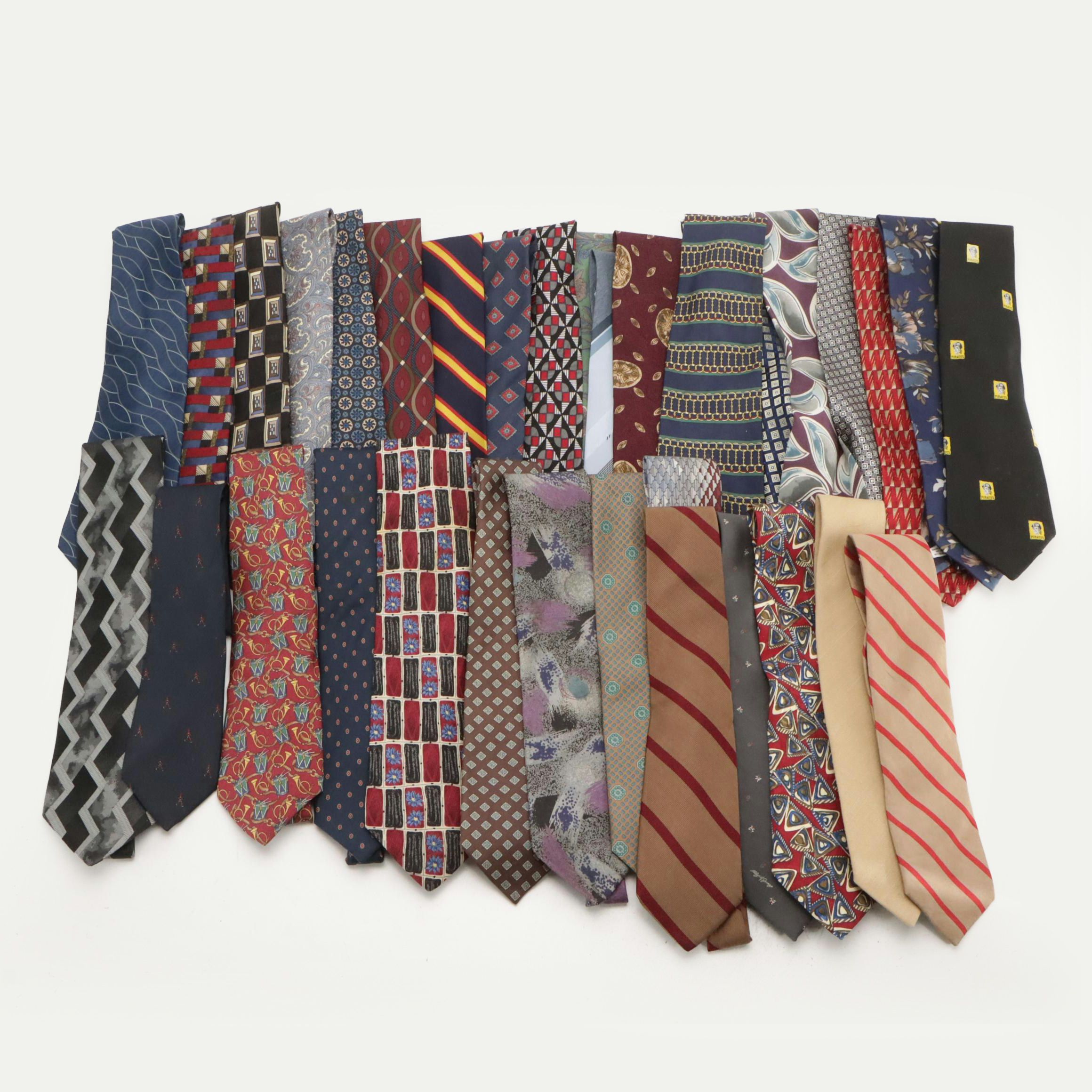 Assorted Pattern Neckties Featuring Burberrys, Harvé Benard, Nordstrom, and More