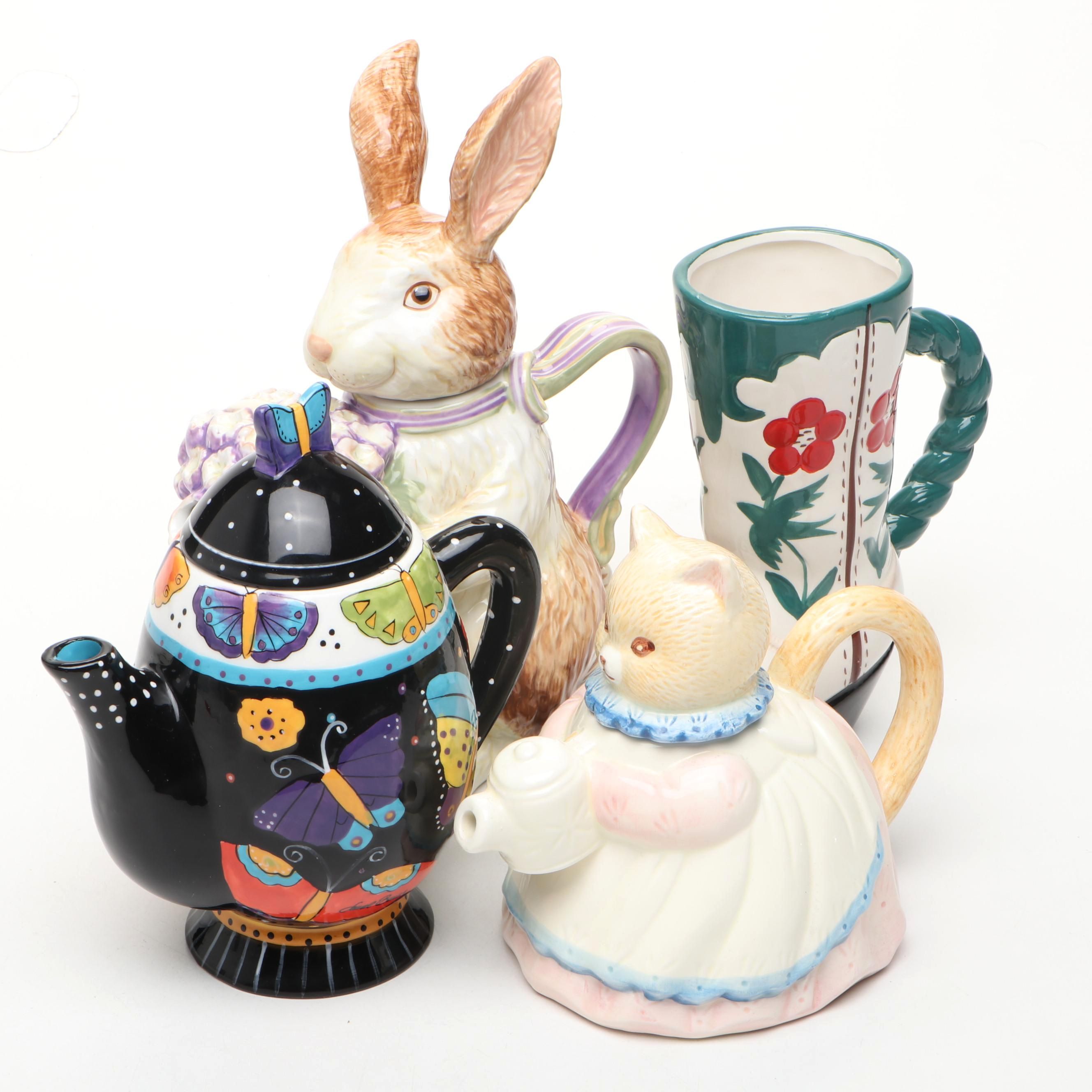 Ceramic rabbit and Cat Form Teapots with More