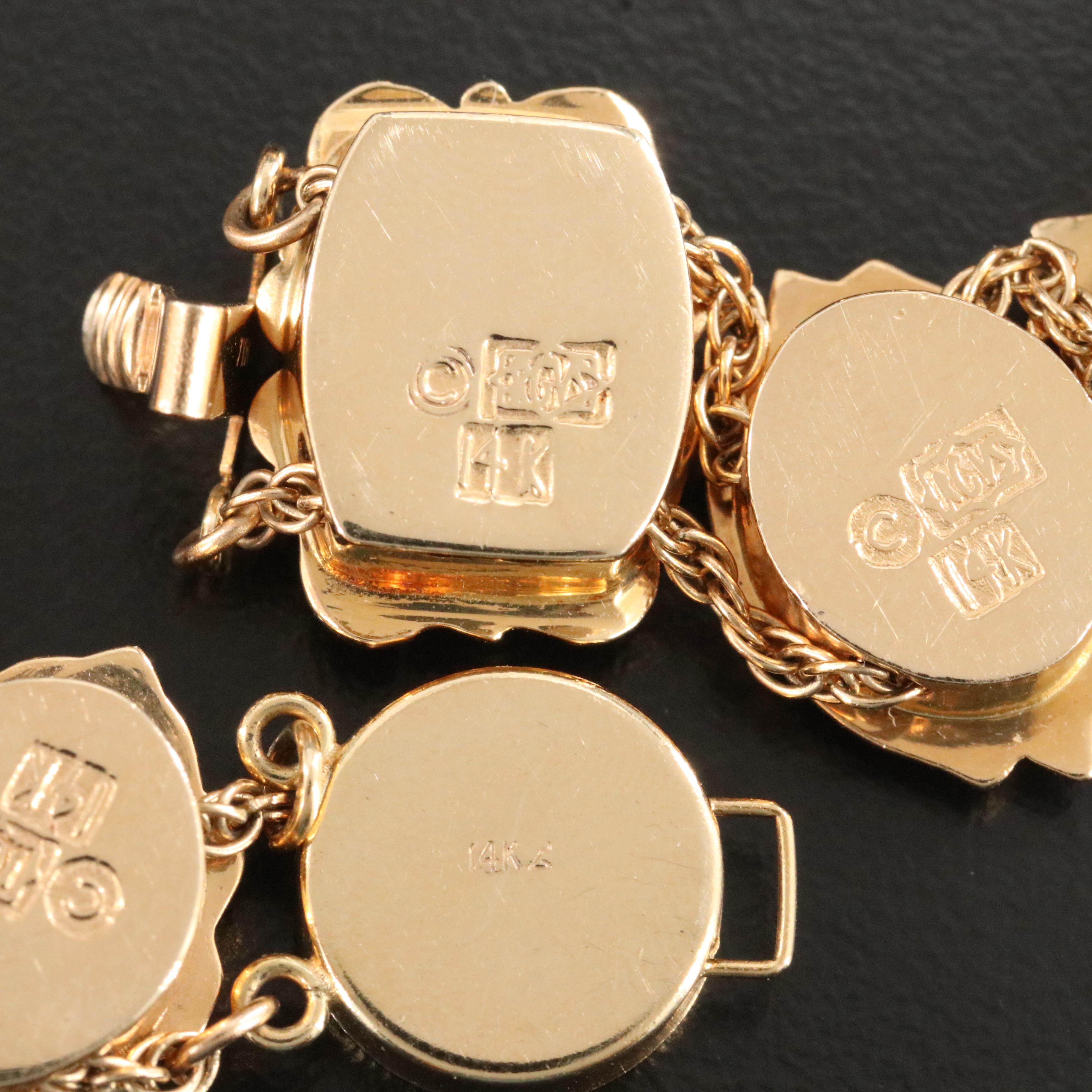 Richard Glatter 14K Opal, Emerald, Pearl and Diamond Slide Bracelet