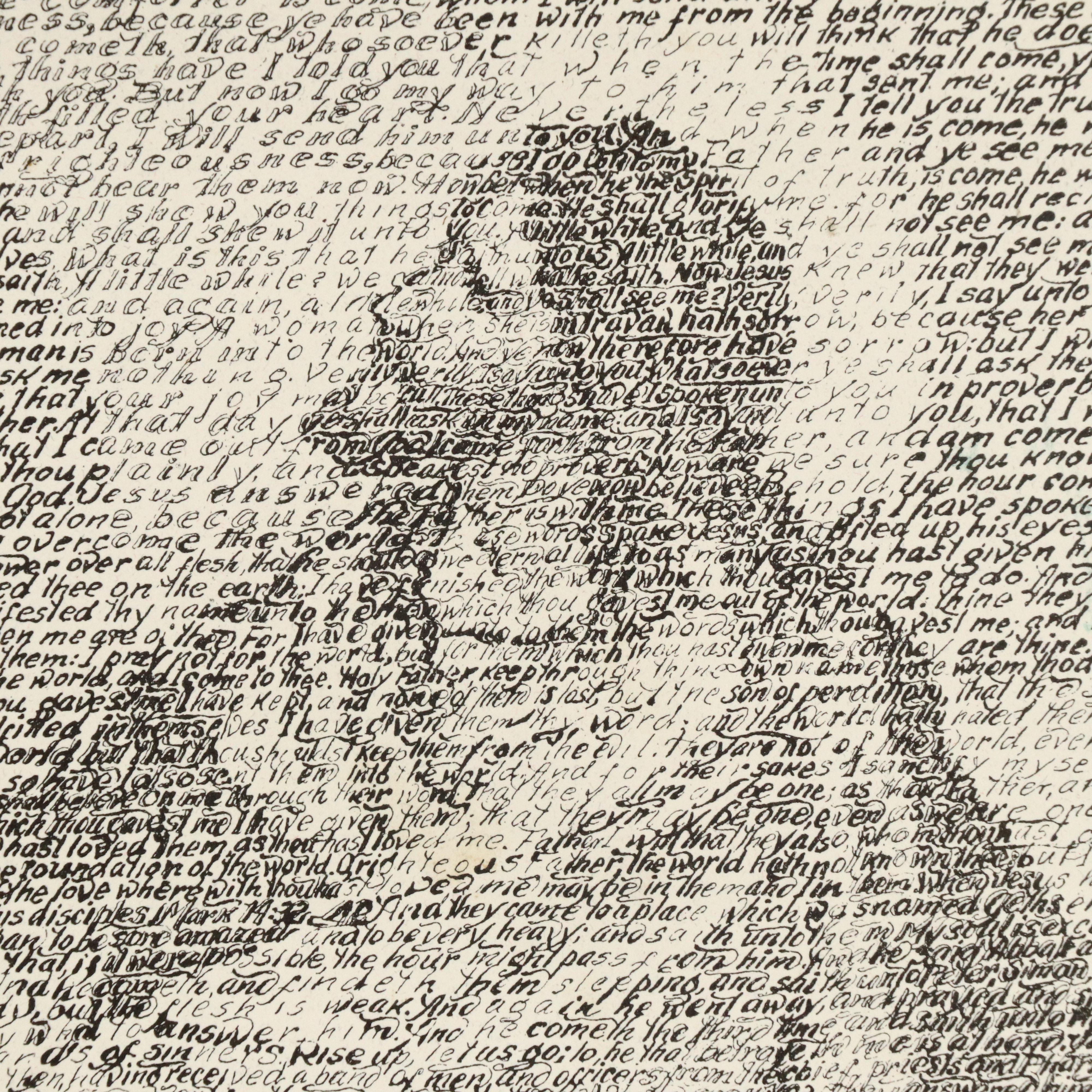 Lithograph Script Drawing by Anna Talbott, "Man of Sorrows," 1929