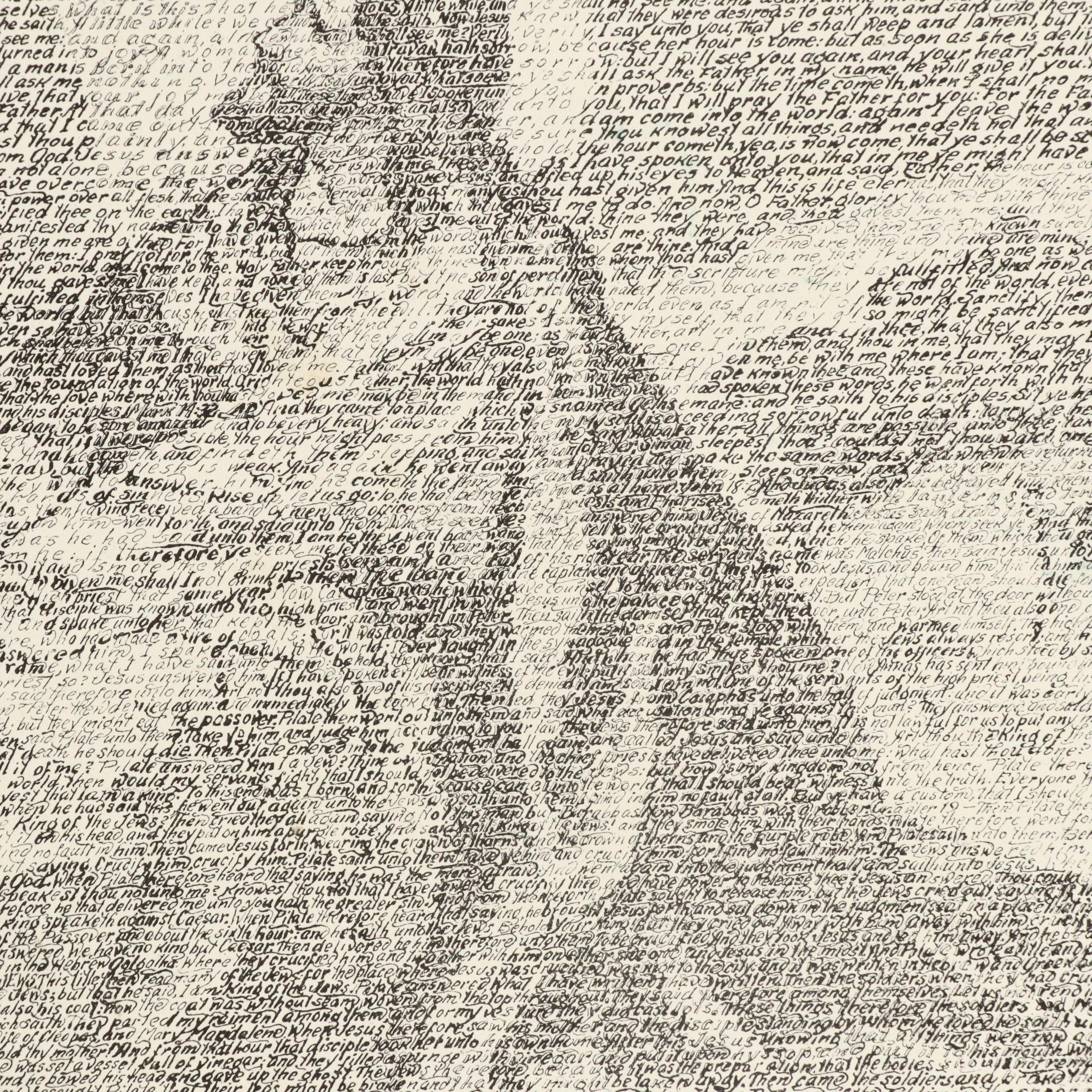 Lithograph Script Drawing by Anna Talbott, "Man of Sorrows," 1929