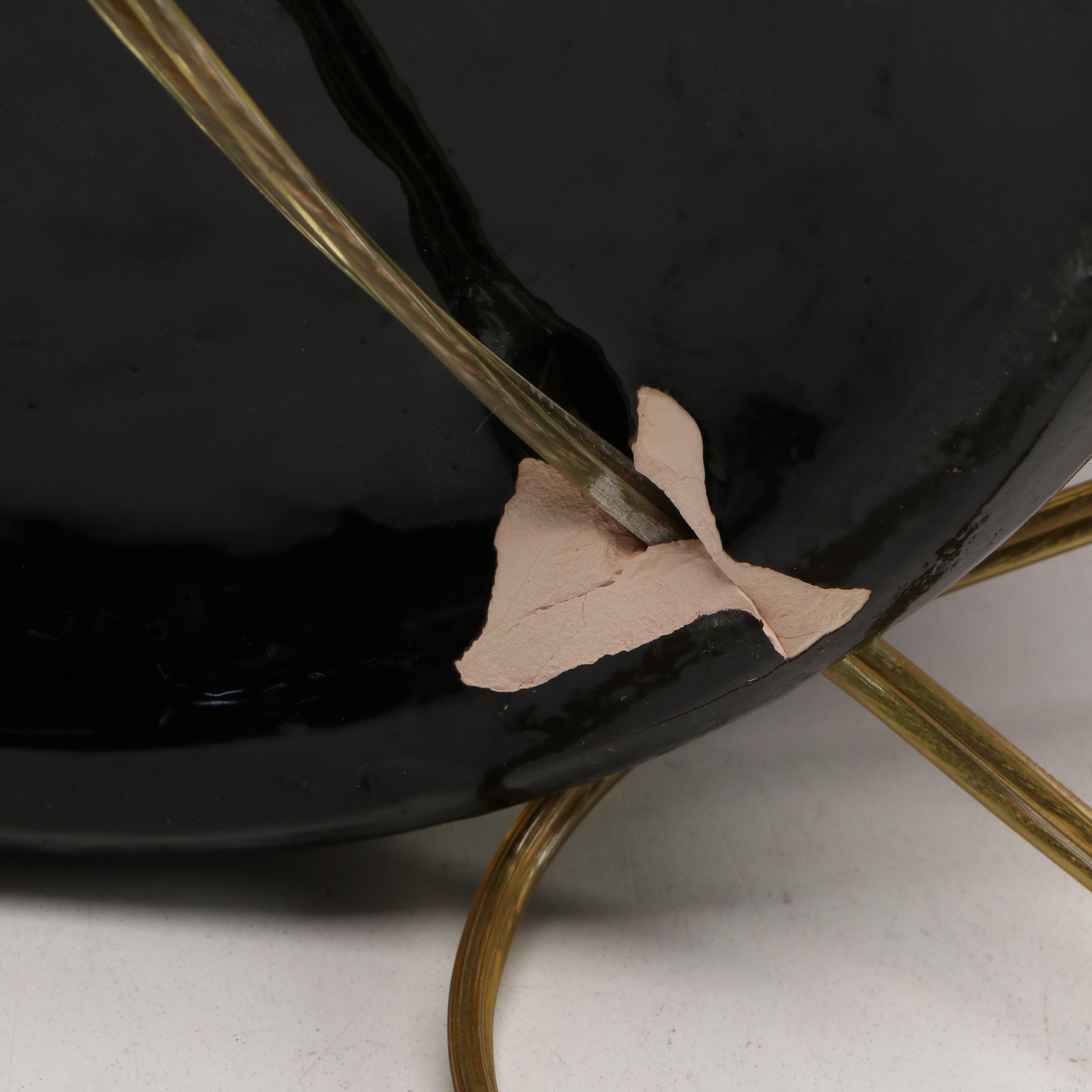 Pair of Chinese Ceramic Table Lamps with Wreath Finials and Leaf Motif