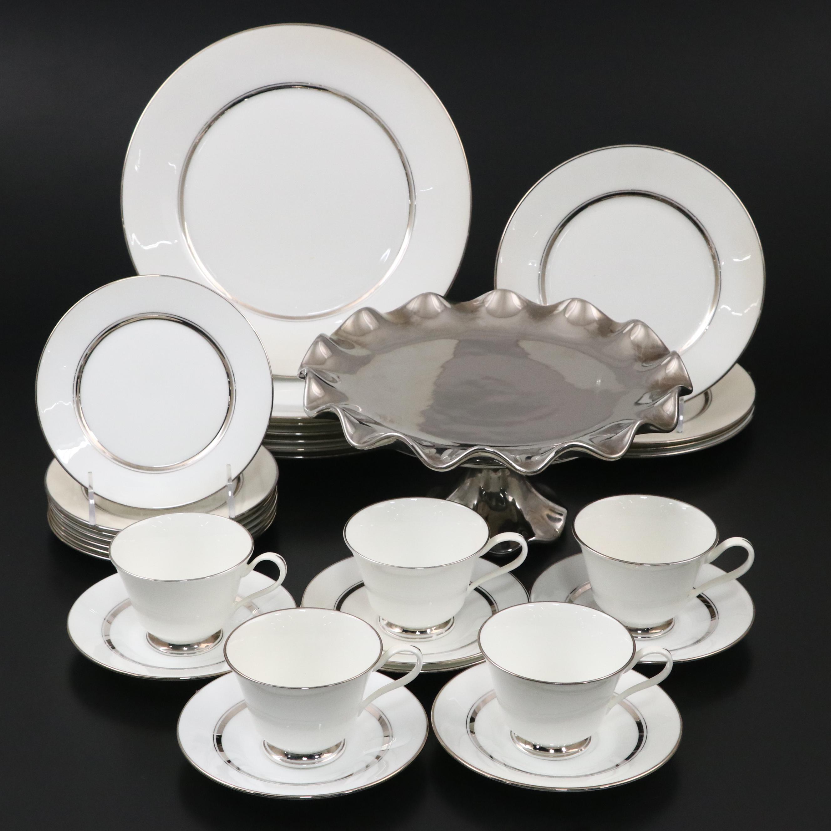 Oxford "Lexington" Bone China Dinnerware with Serena Bass Ceramic Stand