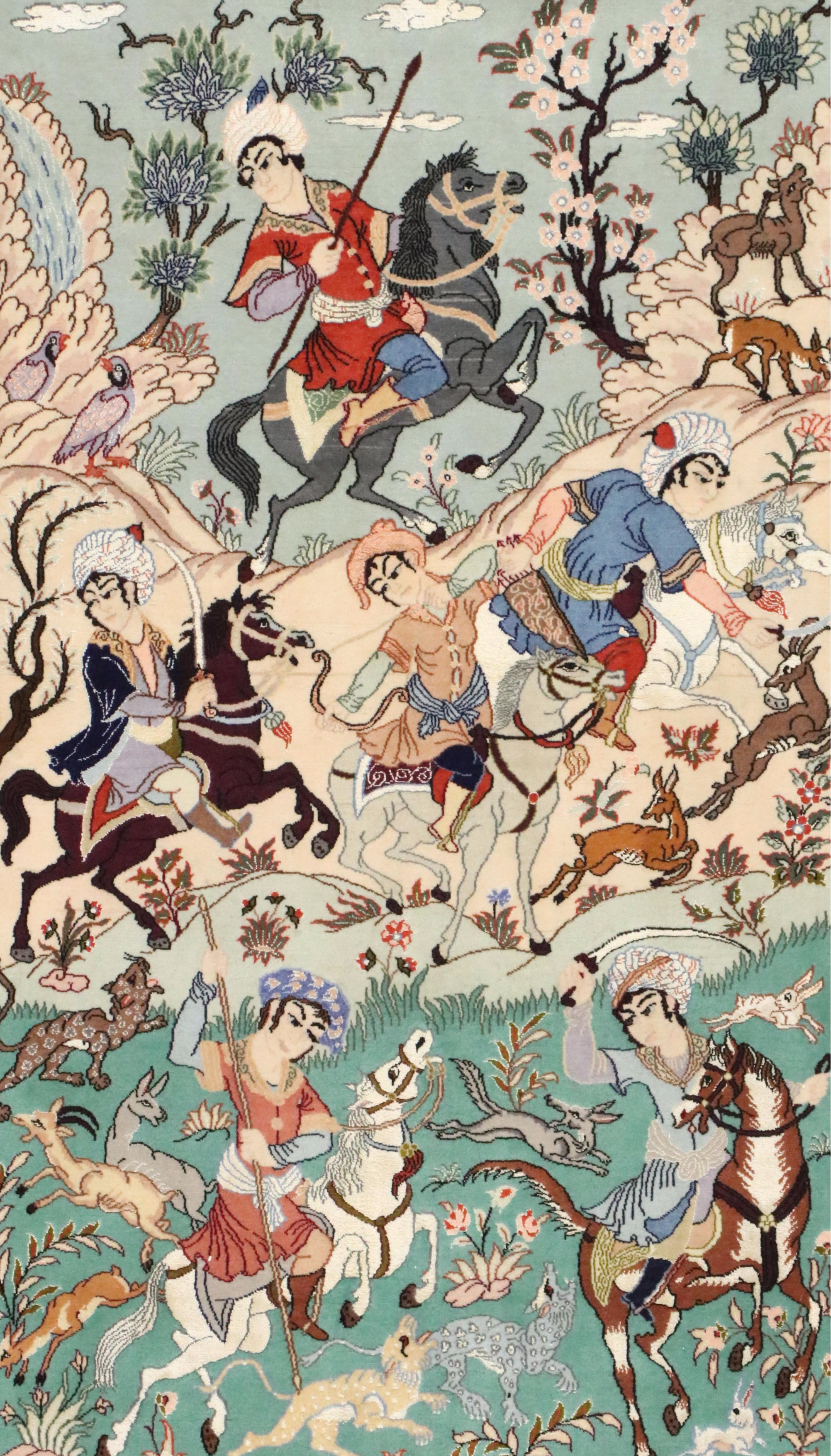 3'9 x 6' Hand-Knotted Persian Isfahan Silk Area Rug