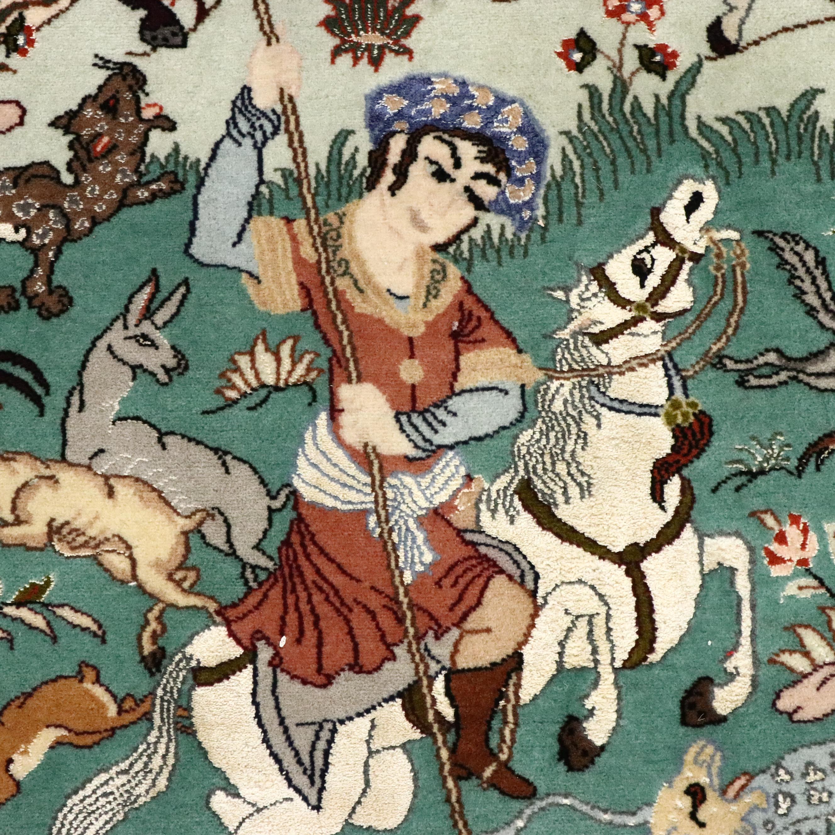 3'9 x 6' Hand-Knotted Persian Isfahan Silk Area Rug