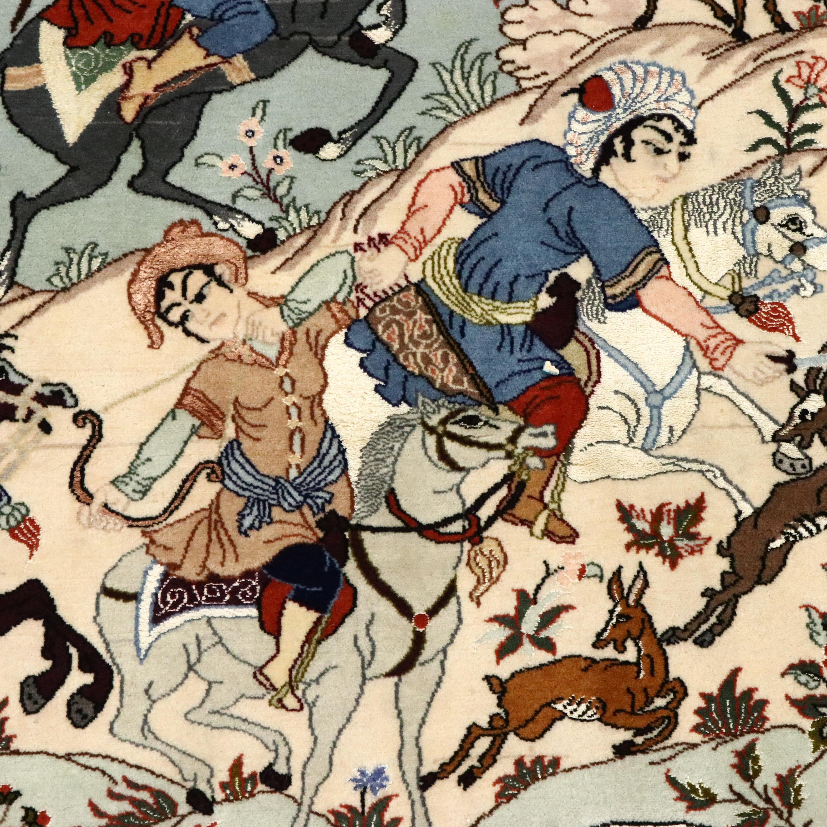 3'9 x 6' Hand-Knotted Persian Isfahan Silk Area Rug