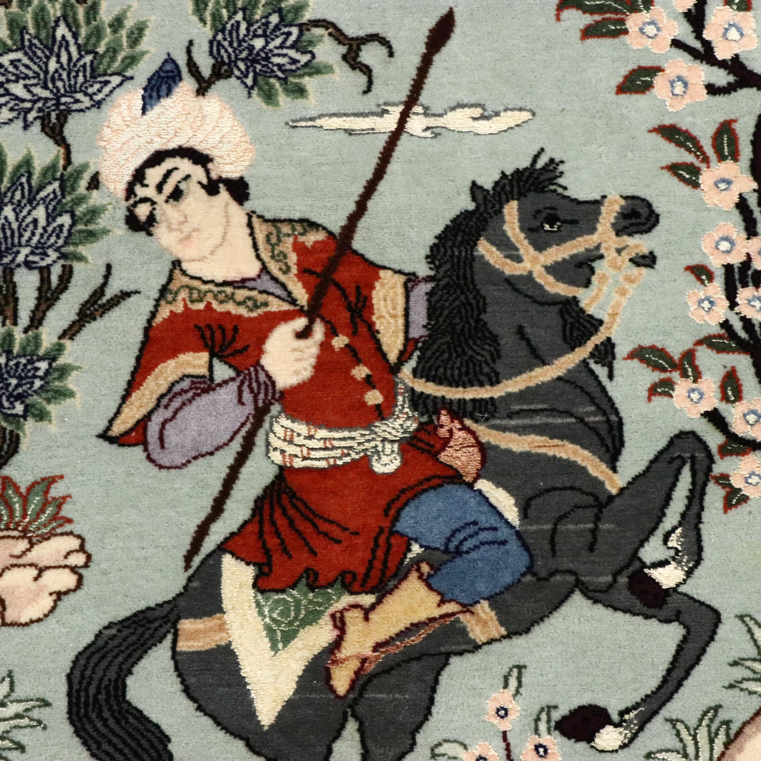 3'9 x 6' Hand-Knotted Persian Isfahan Silk Area Rug