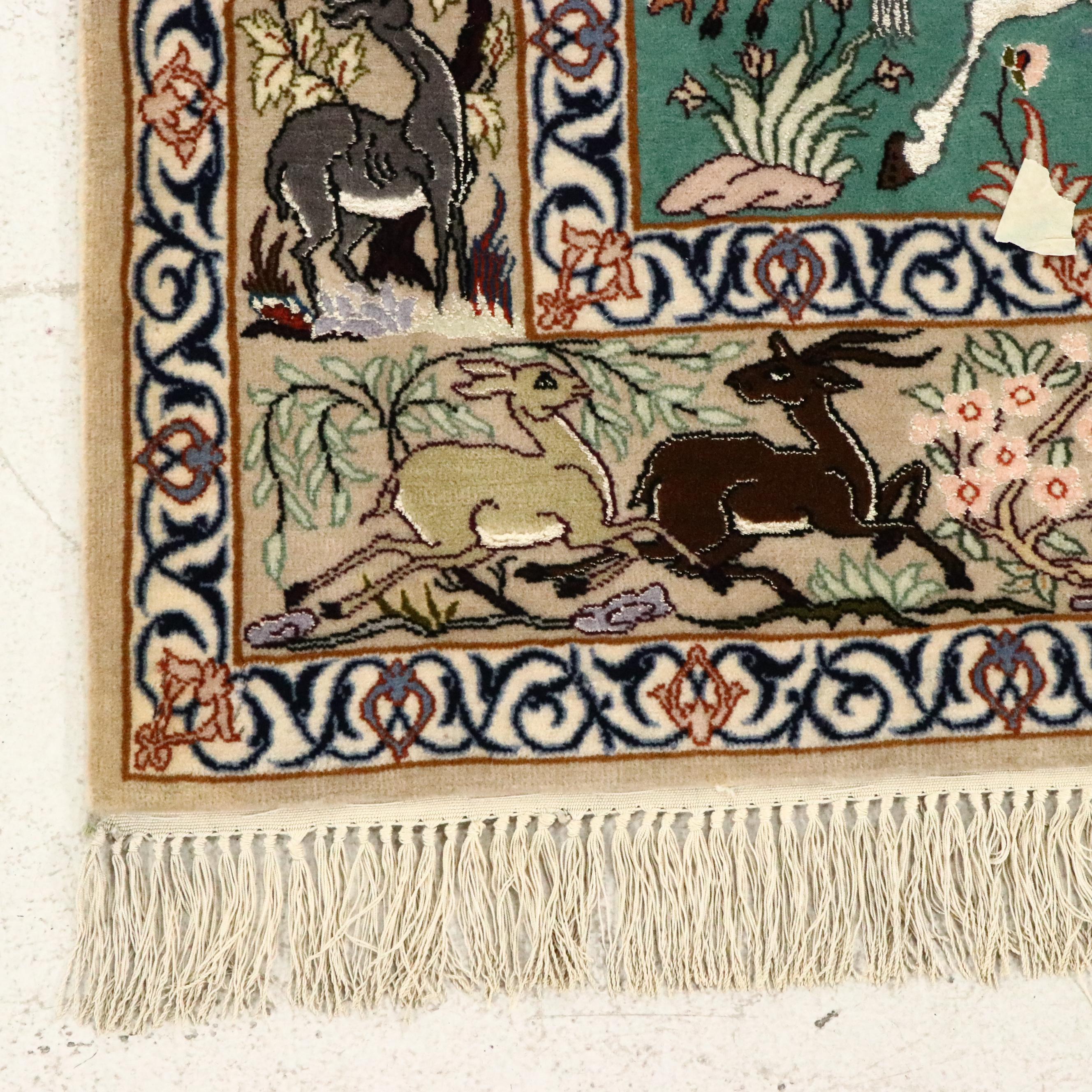 3'9 x 6' Hand-Knotted Persian Isfahan Silk Area Rug