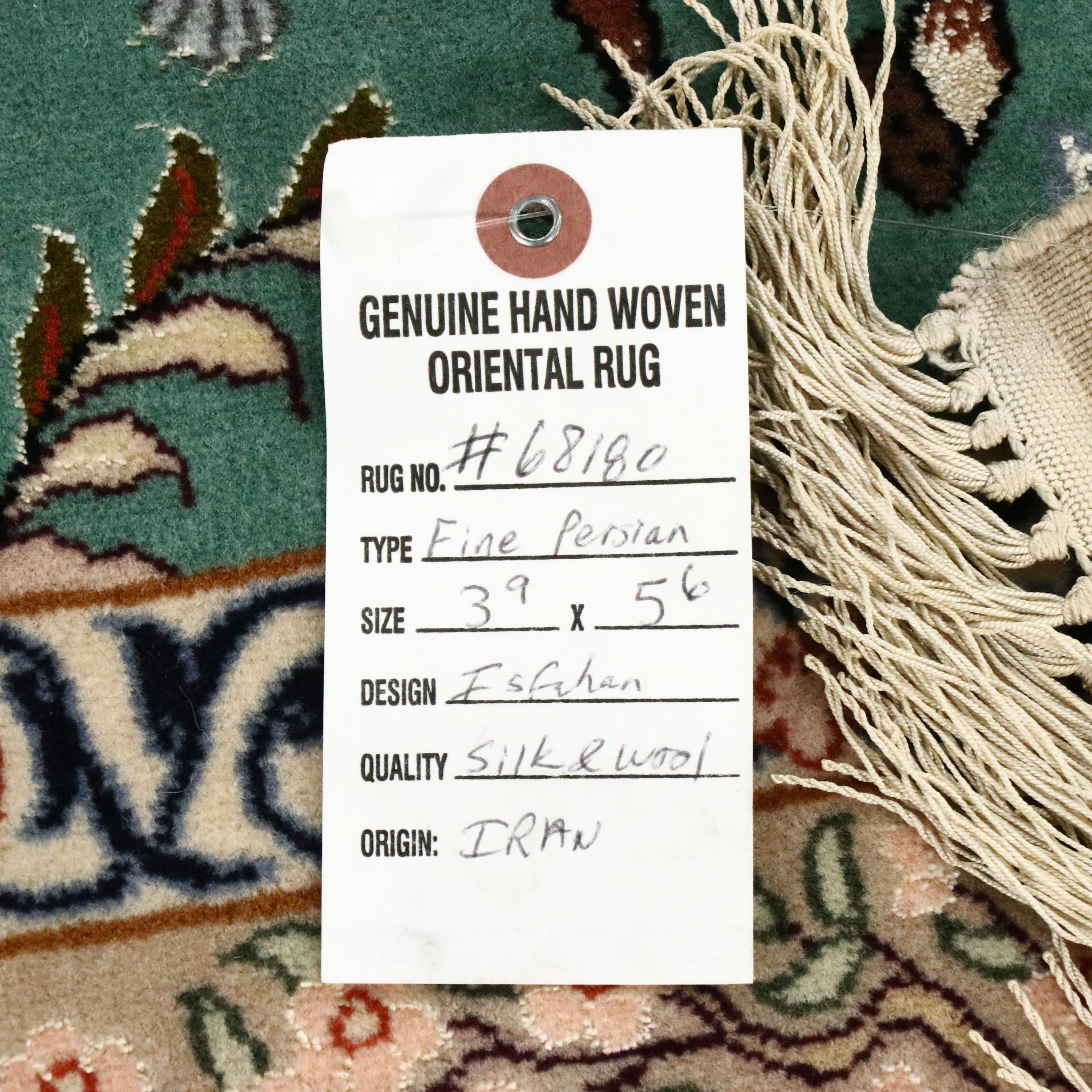 3'9 x 6' Hand-Knotted Persian Isfahan Silk Area Rug