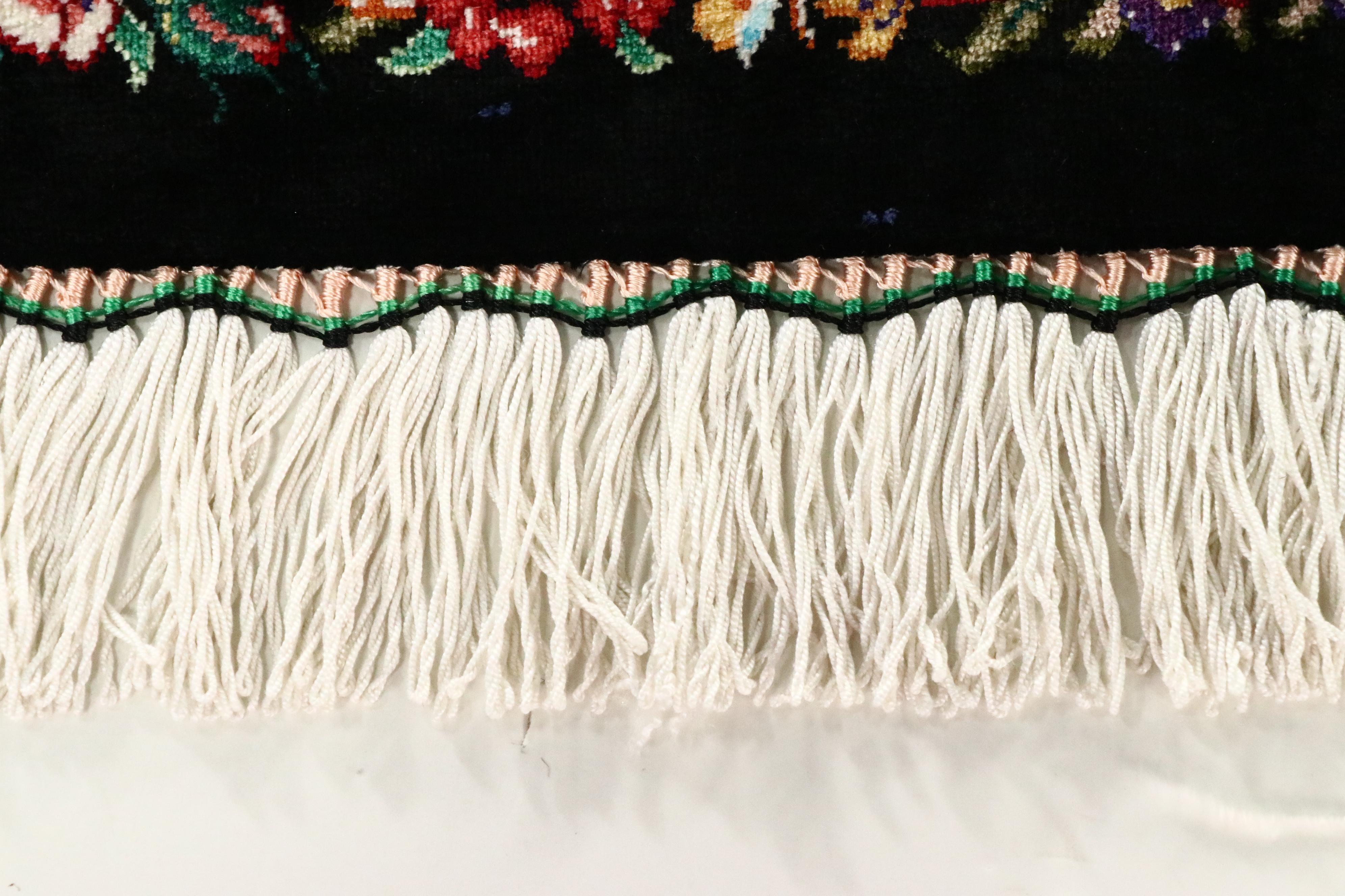 1'6 x 2'7 Hand-Knotted Persian Qom Silk Tree of Life Accent Rug