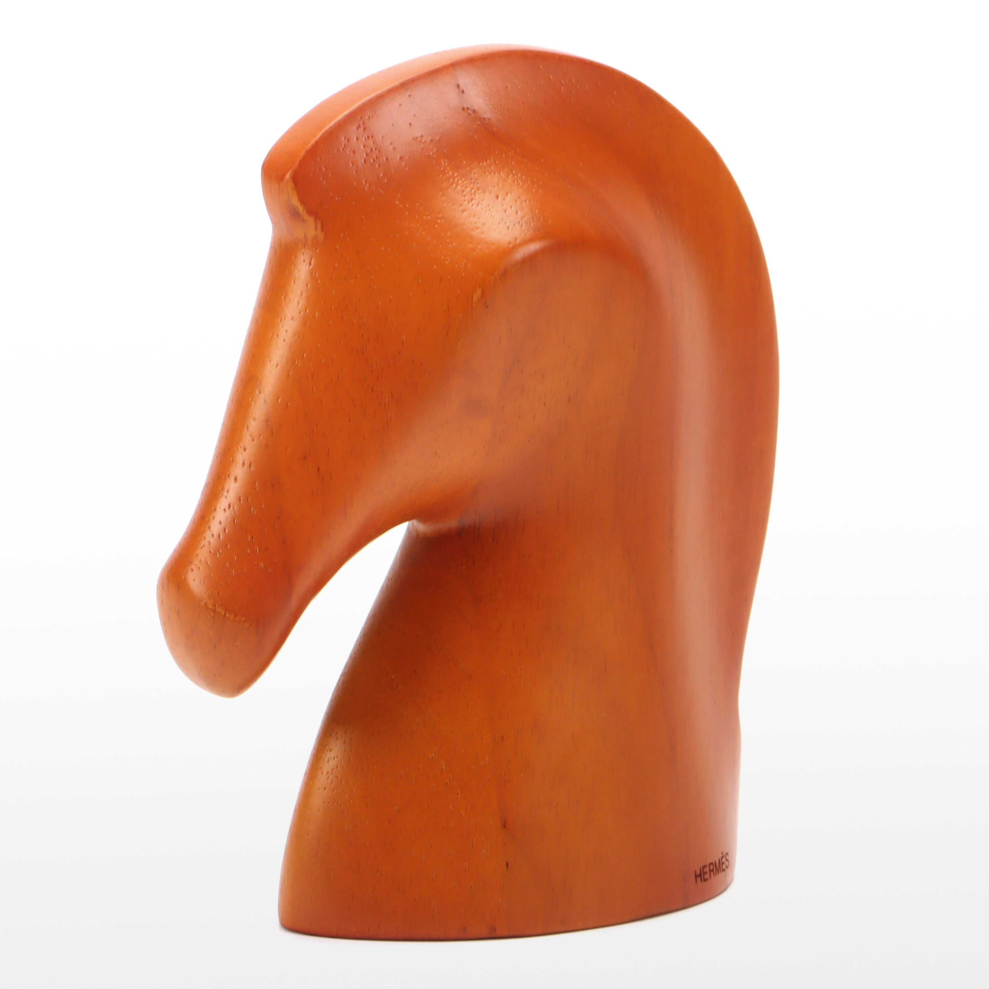 Hermès "Samarcande" Mahogany Horse Head Sculptural Paperweight
