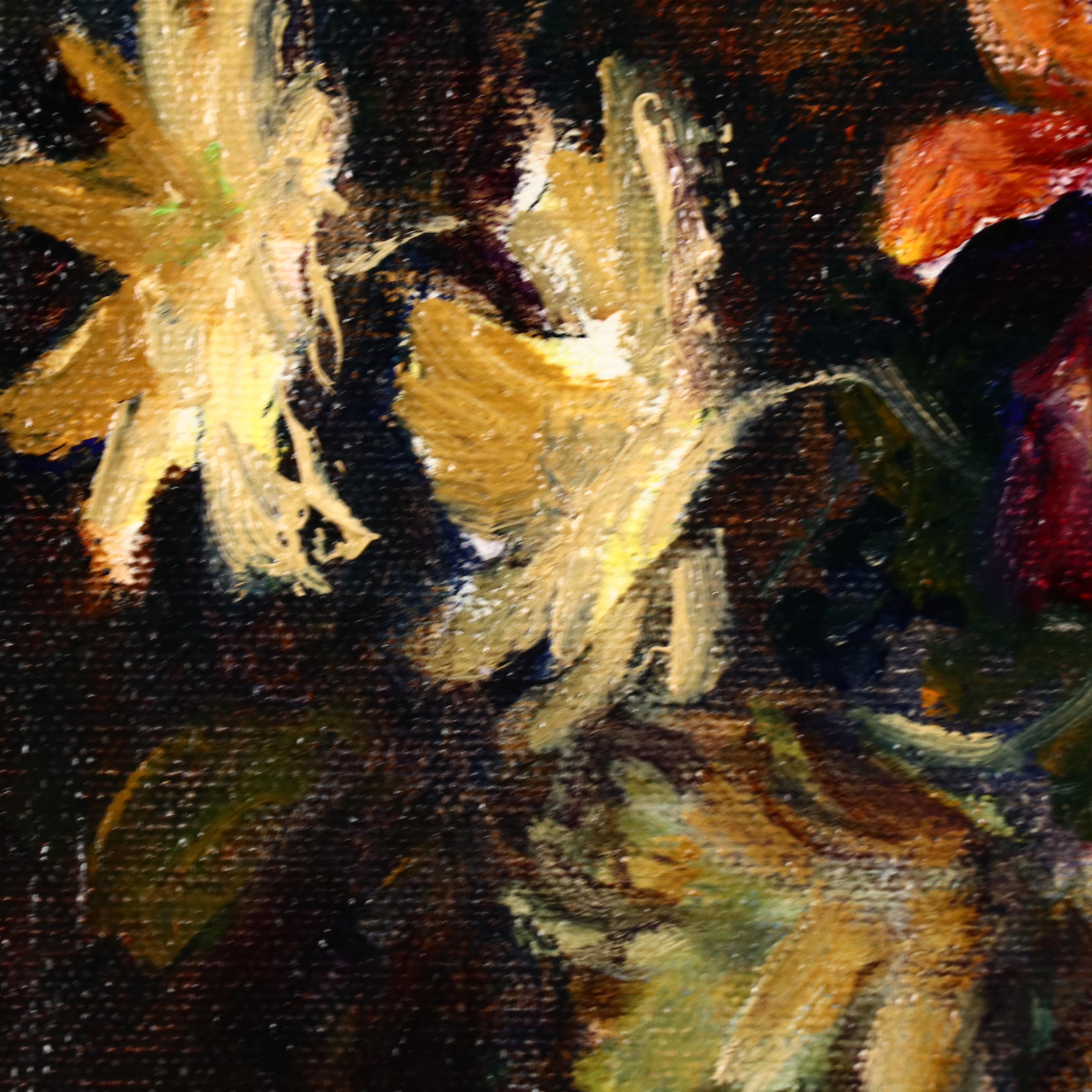 Elsa Richter Floral Still Life Oil Painting With Roses and Nasturtium