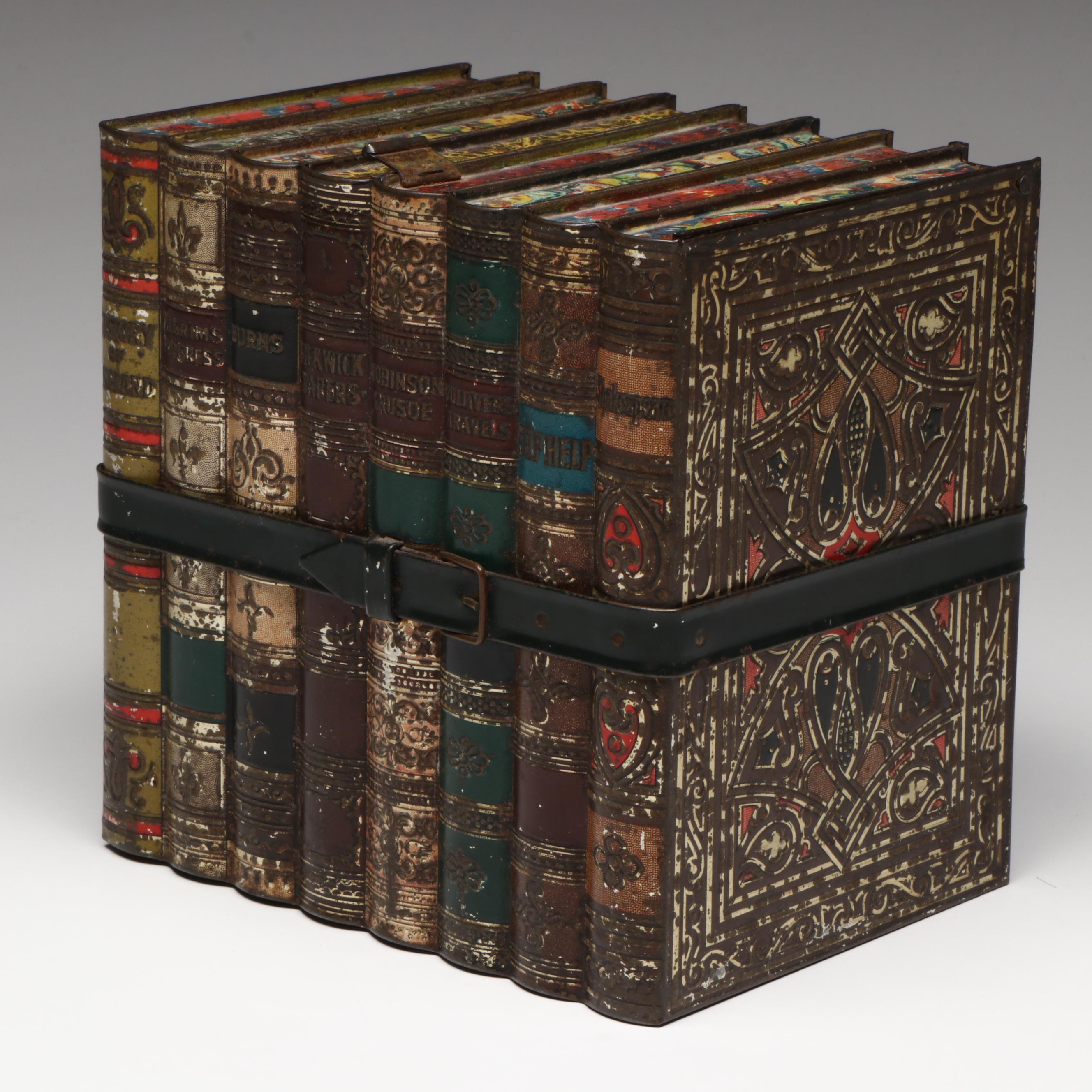 Huntley & Palmers Biscuits Stack of Books Hidden Storage Tin, 20th C.