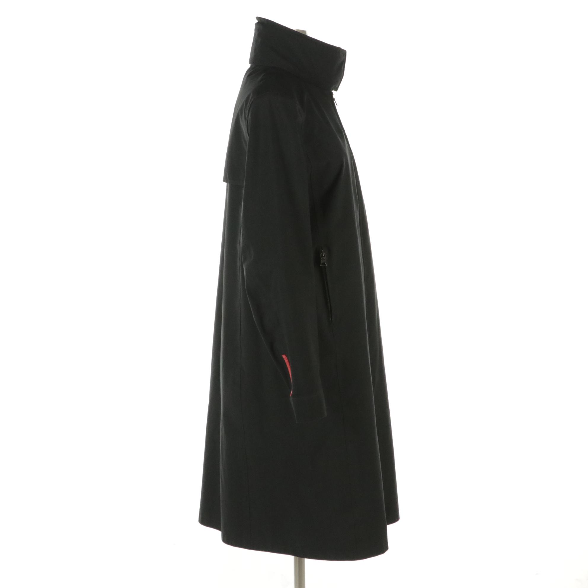 Prada Sport Zip Raincoat in Black Polyester Blend