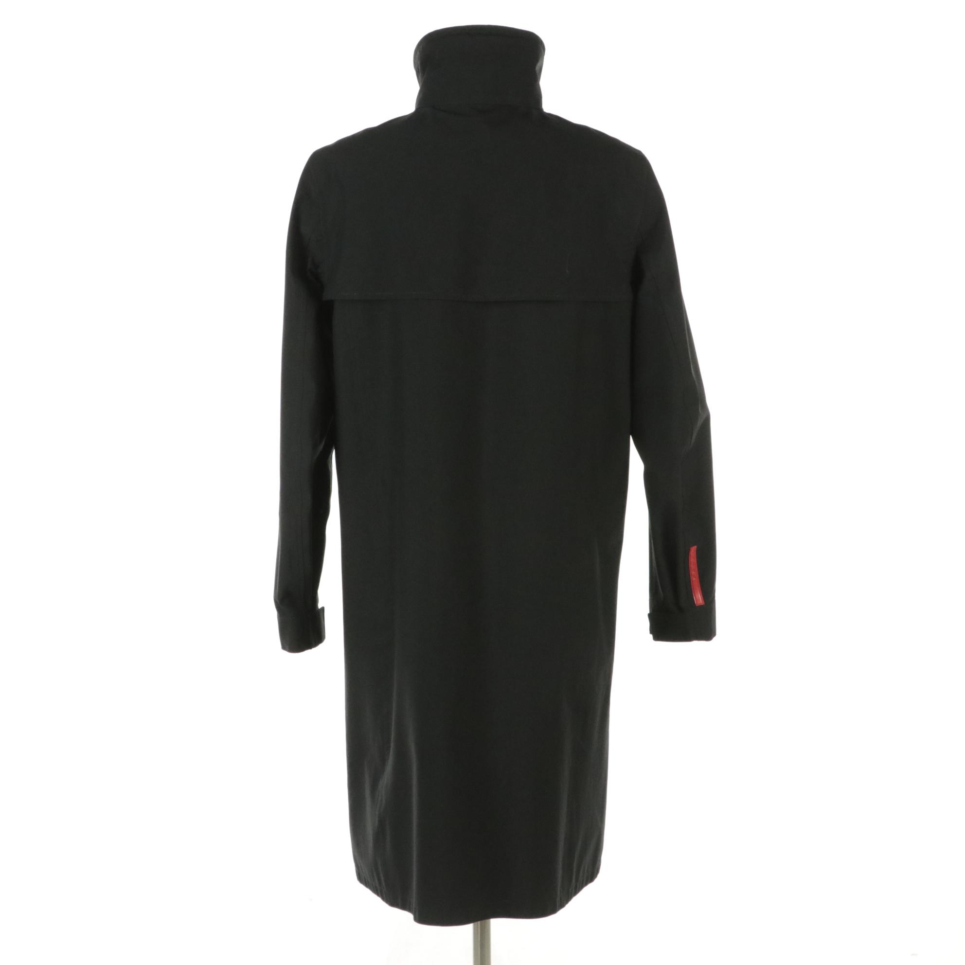 Prada Sport Zip Raincoat in Black Polyester Blend