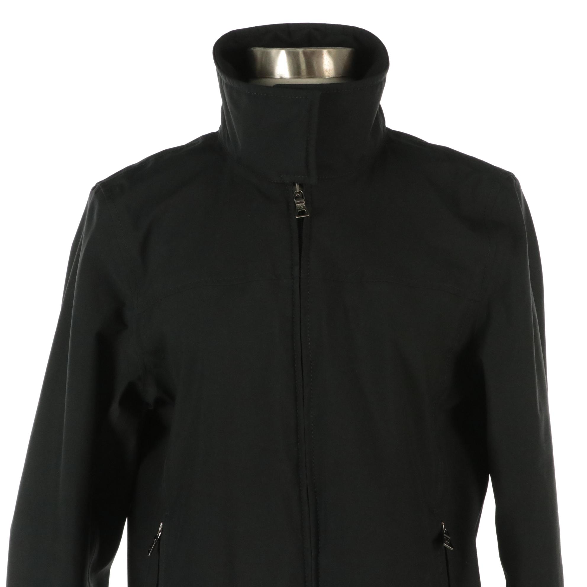 Prada Sport Zip Raincoat in Black Polyester Blend