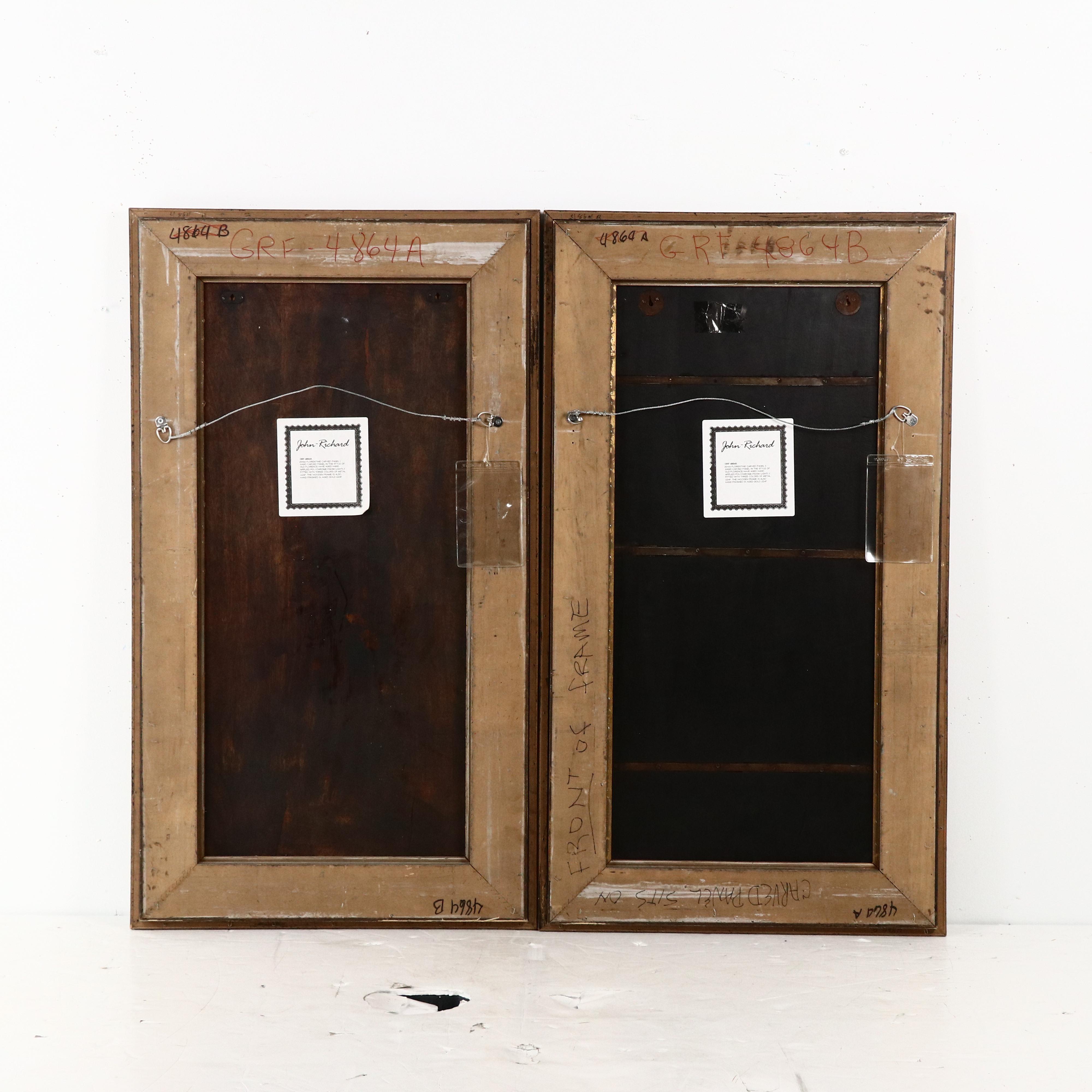 John-Richard Florentine Gilt Carved Wood Panels, Circa 2000