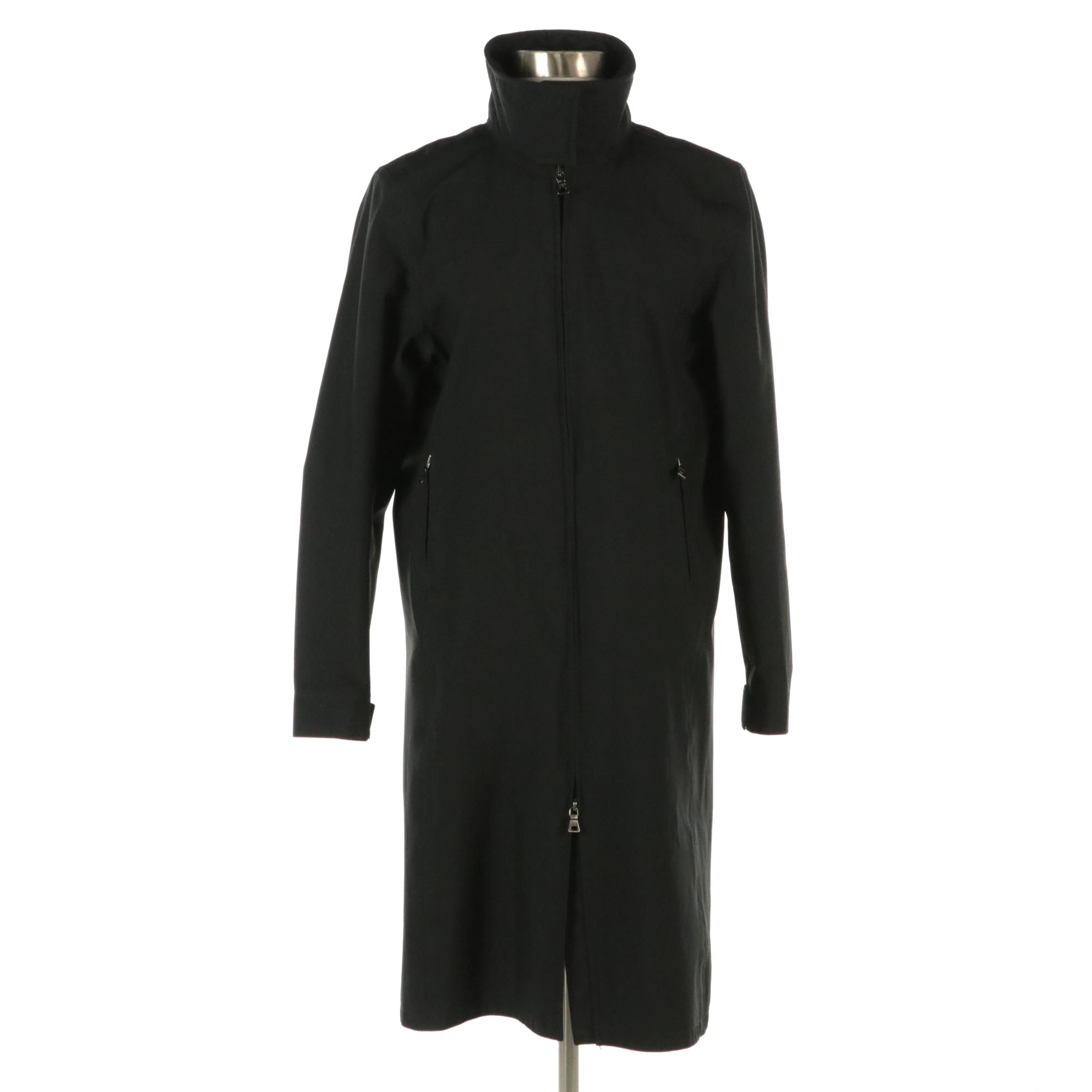 Prada Sport Zip Raincoat in Black Polyester Blend