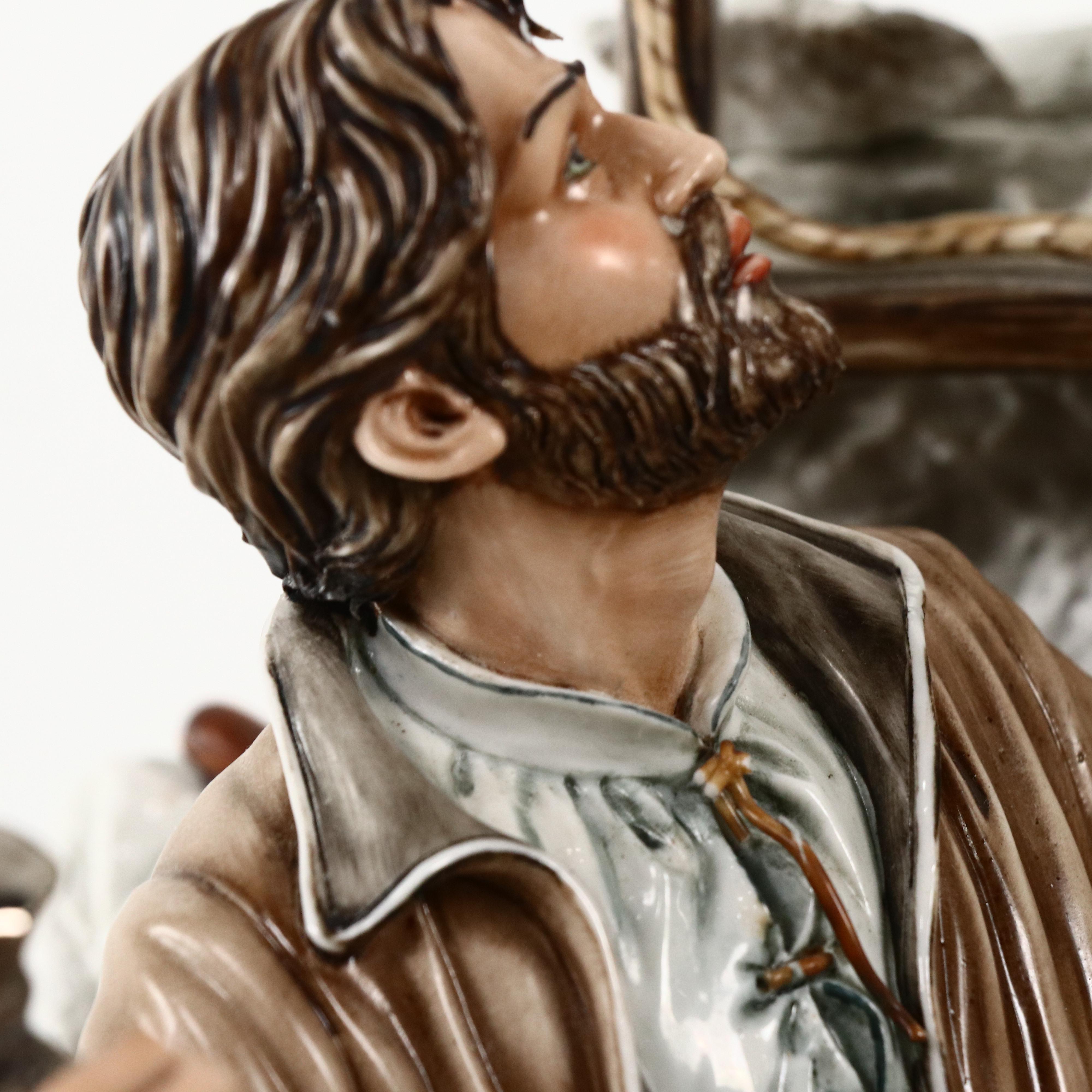 Cortese Capodimonte Porcelain Sculpture of Michelangelo Sculpting David