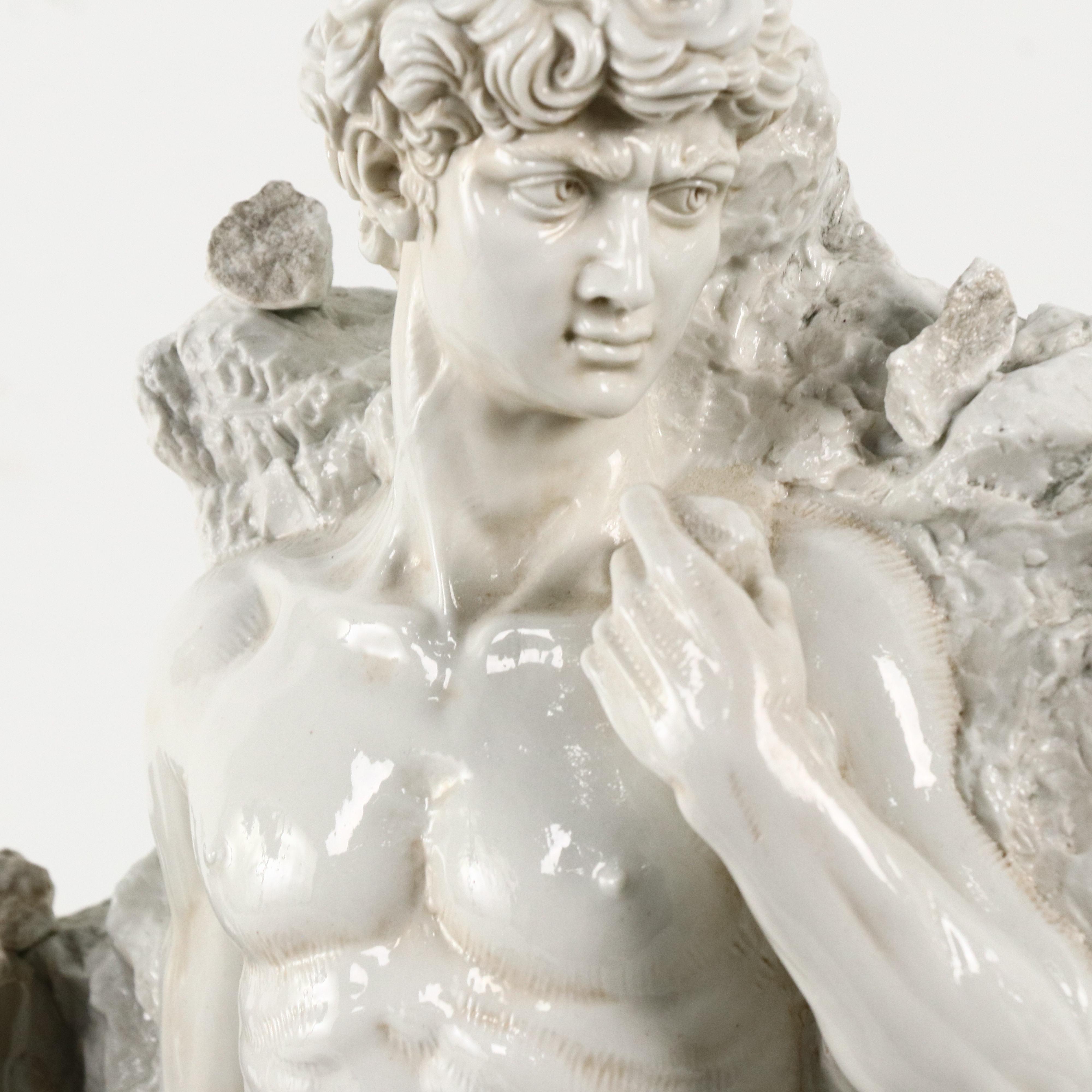 Cortese Capodimonte Porcelain Sculpture of Michelangelo Sculpting David