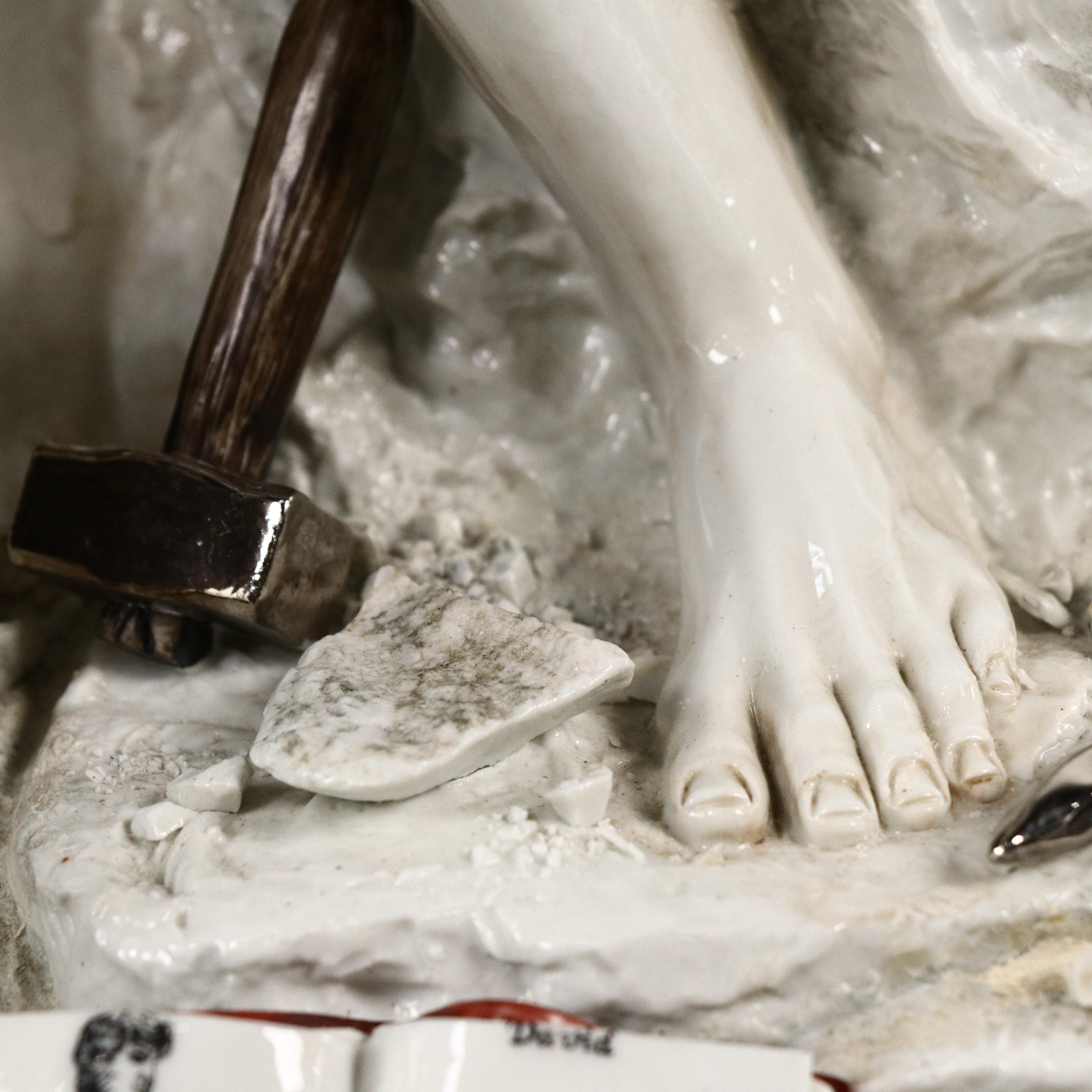 Cortese Capodimonte Porcelain Sculpture of Michelangelo Sculpting David