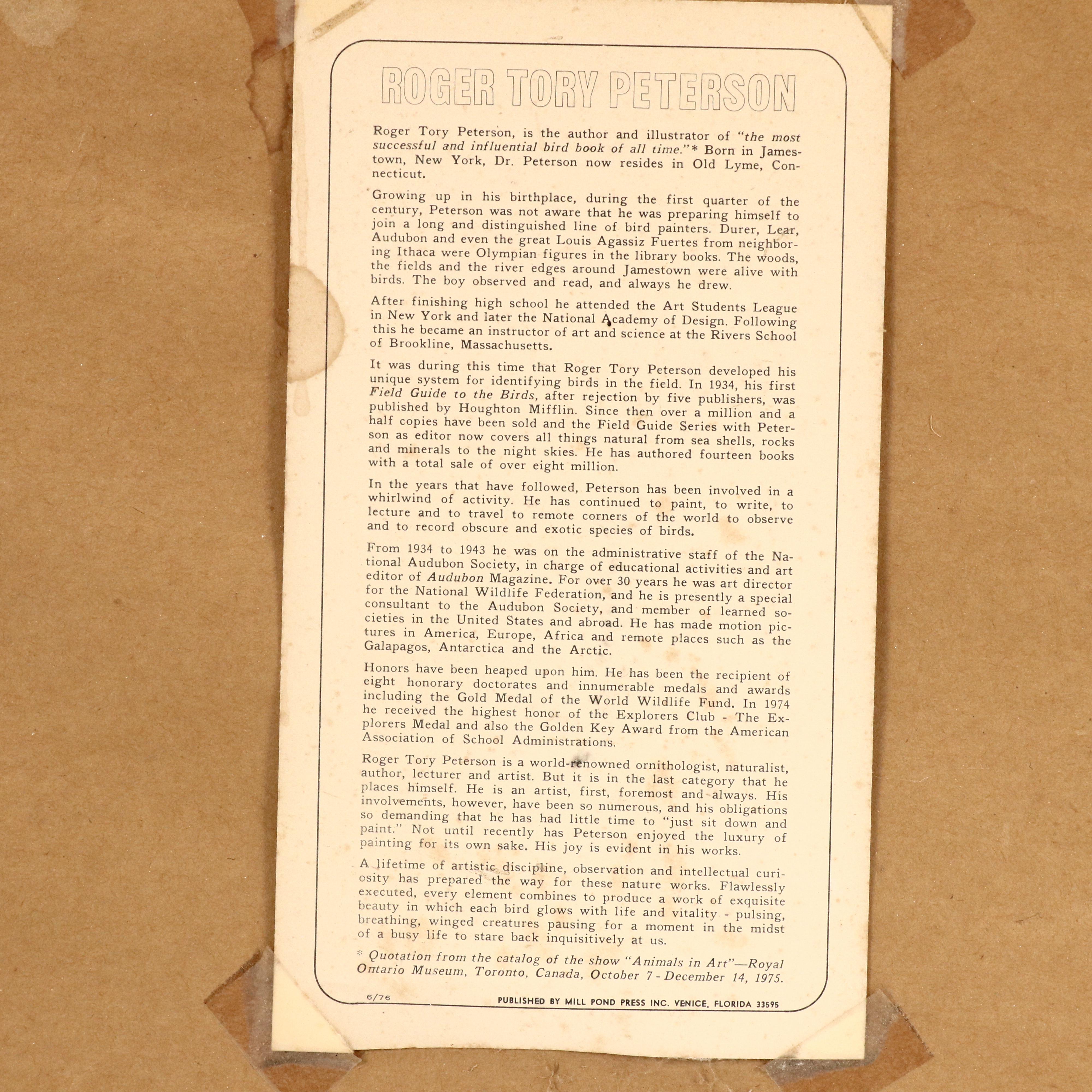 Roger Tory Peterson Botanical Offset Lithograph, Circa 1968