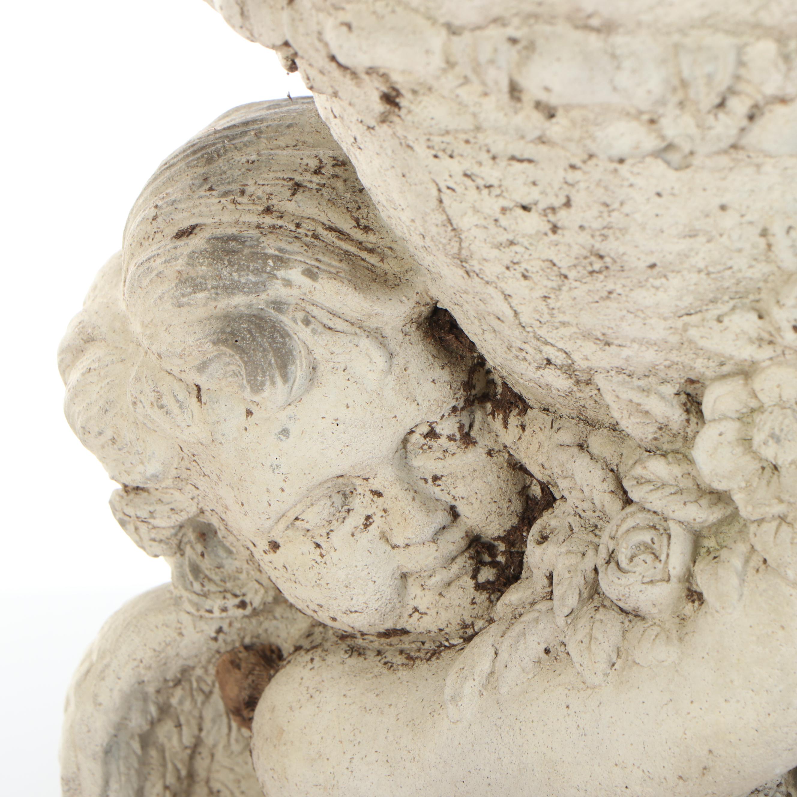 Victorian Style Cast Concrete Cherub Base Planter