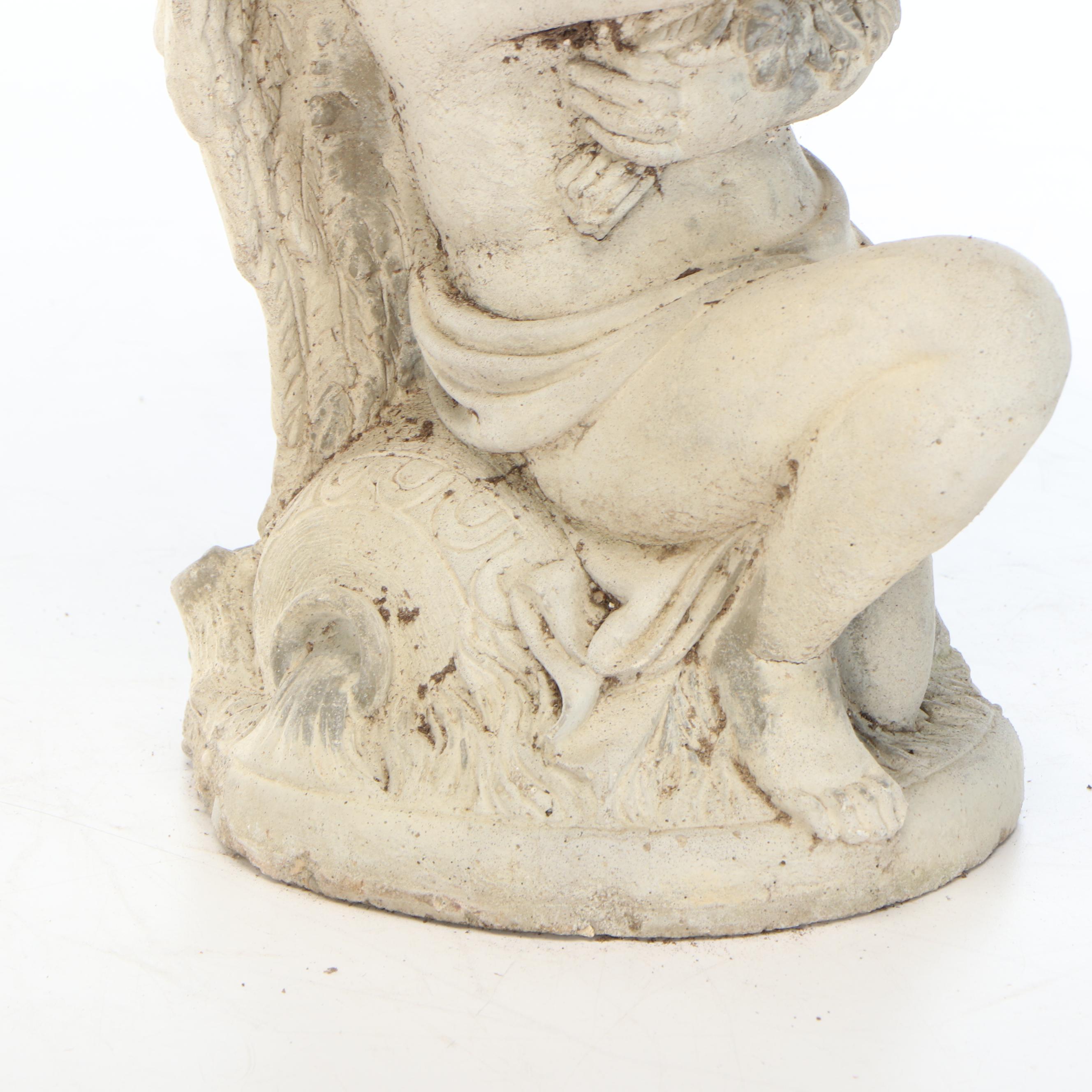 Victorian Style Cast Concrete Cherub Base Planter