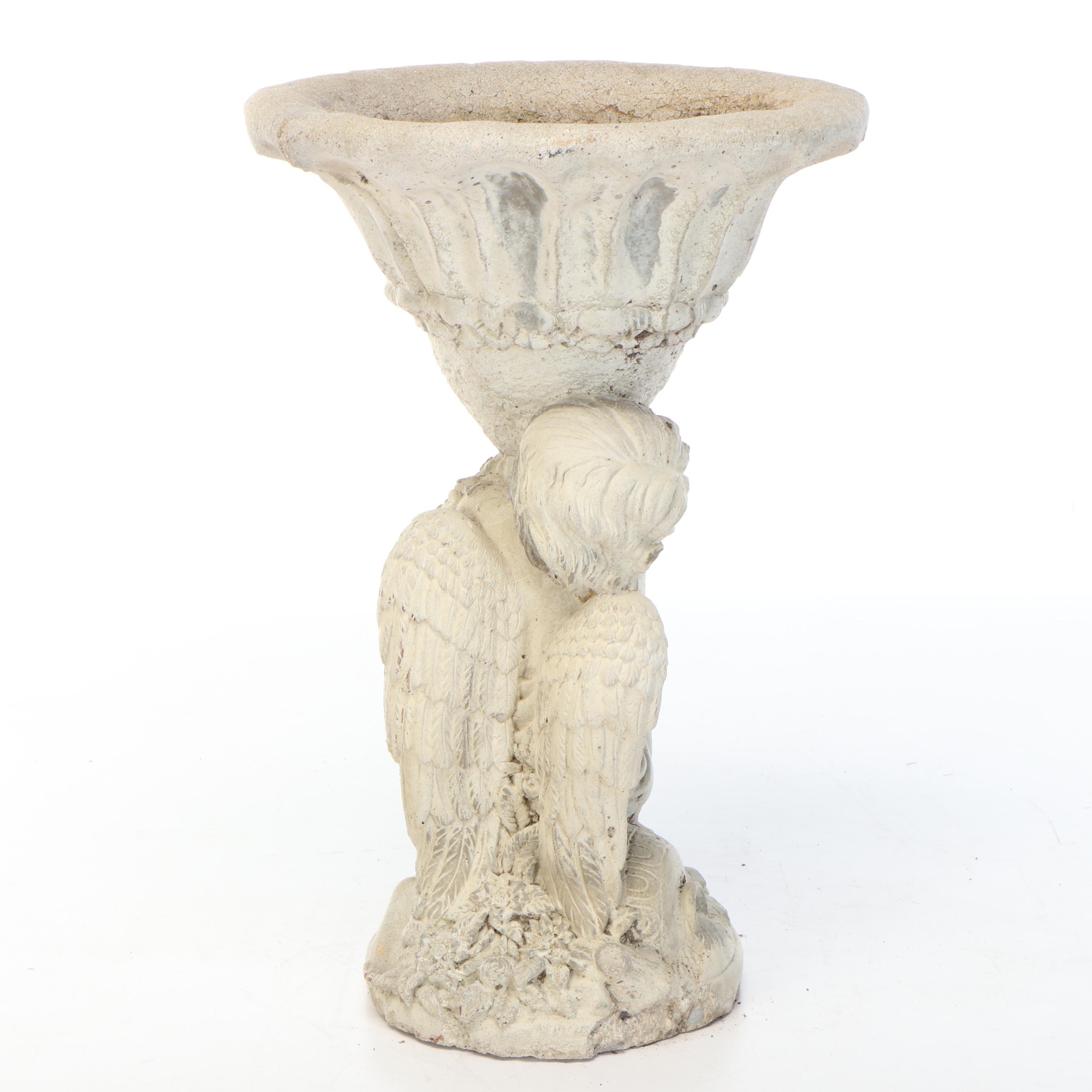 Victorian Style Cast Concrete Cherub Base Planter