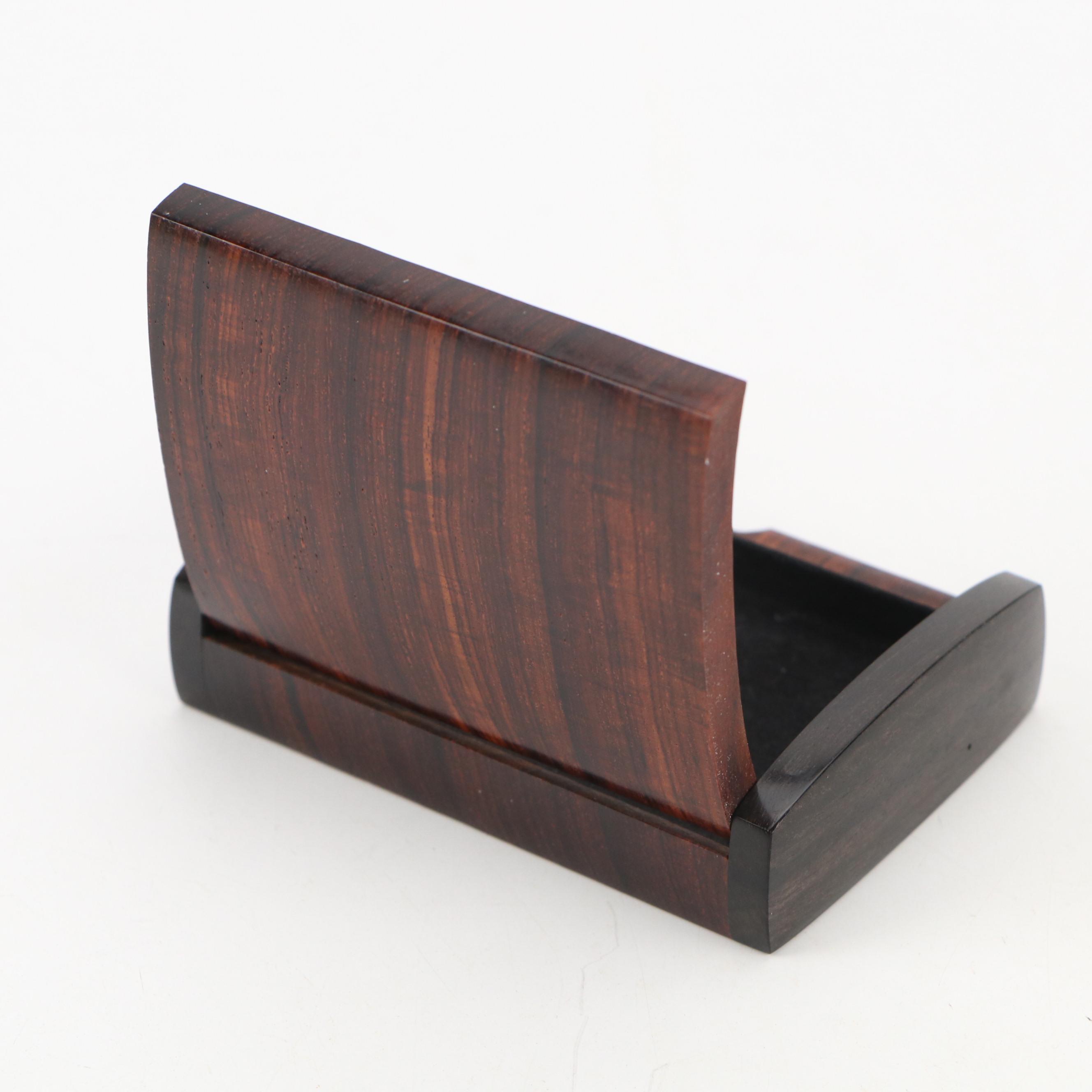 Artist Signed Carved Cocobolo and Ebony Box