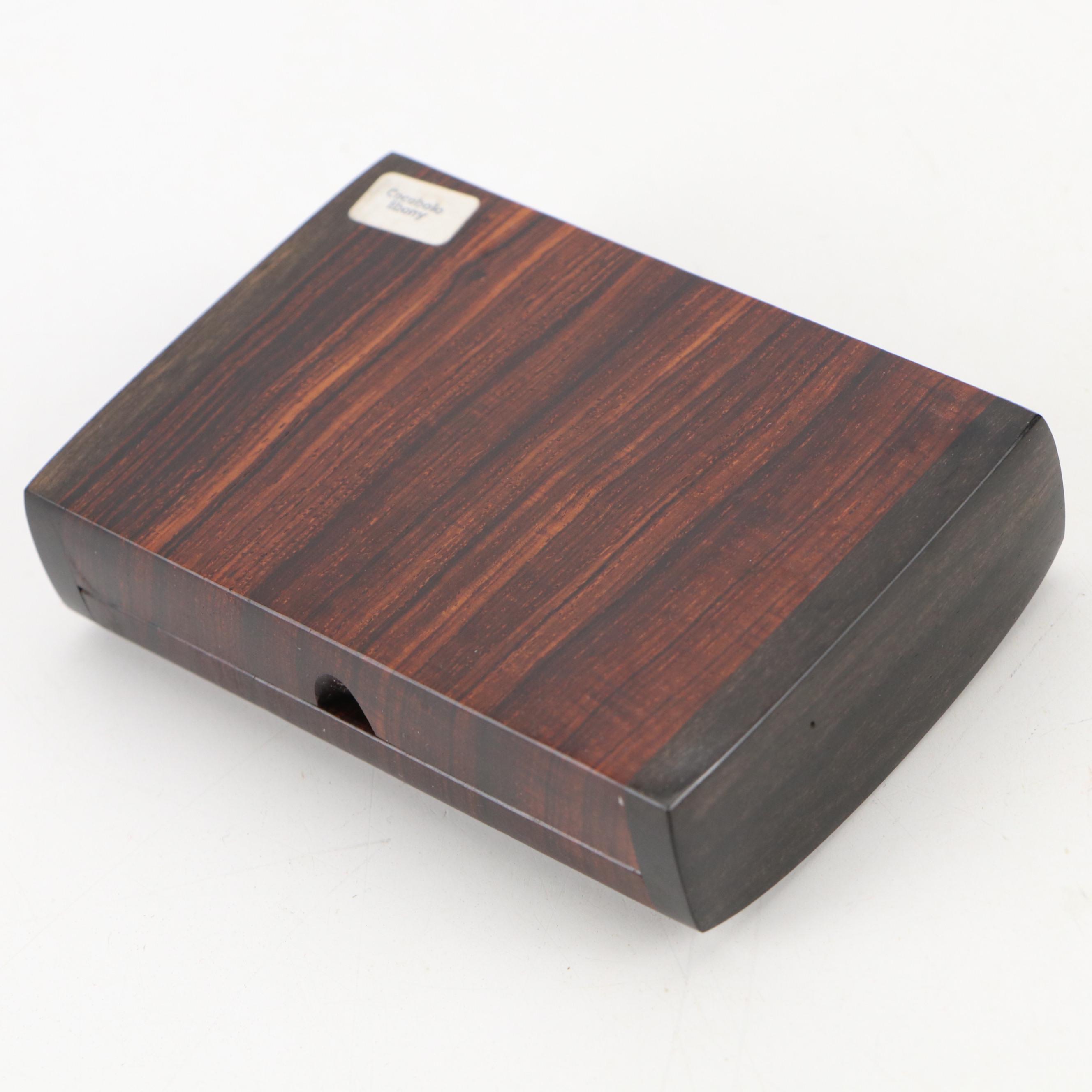 Artist Signed Carved Cocobolo and Ebony Box