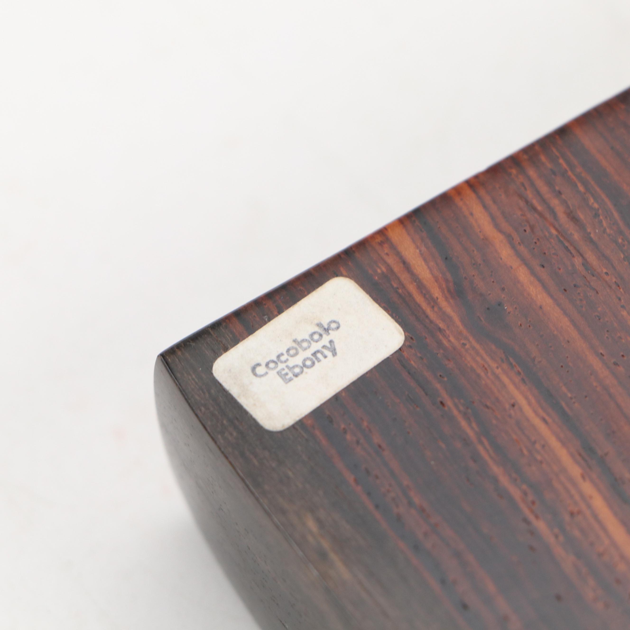 Artist Signed Carved Cocobolo and Ebony Box